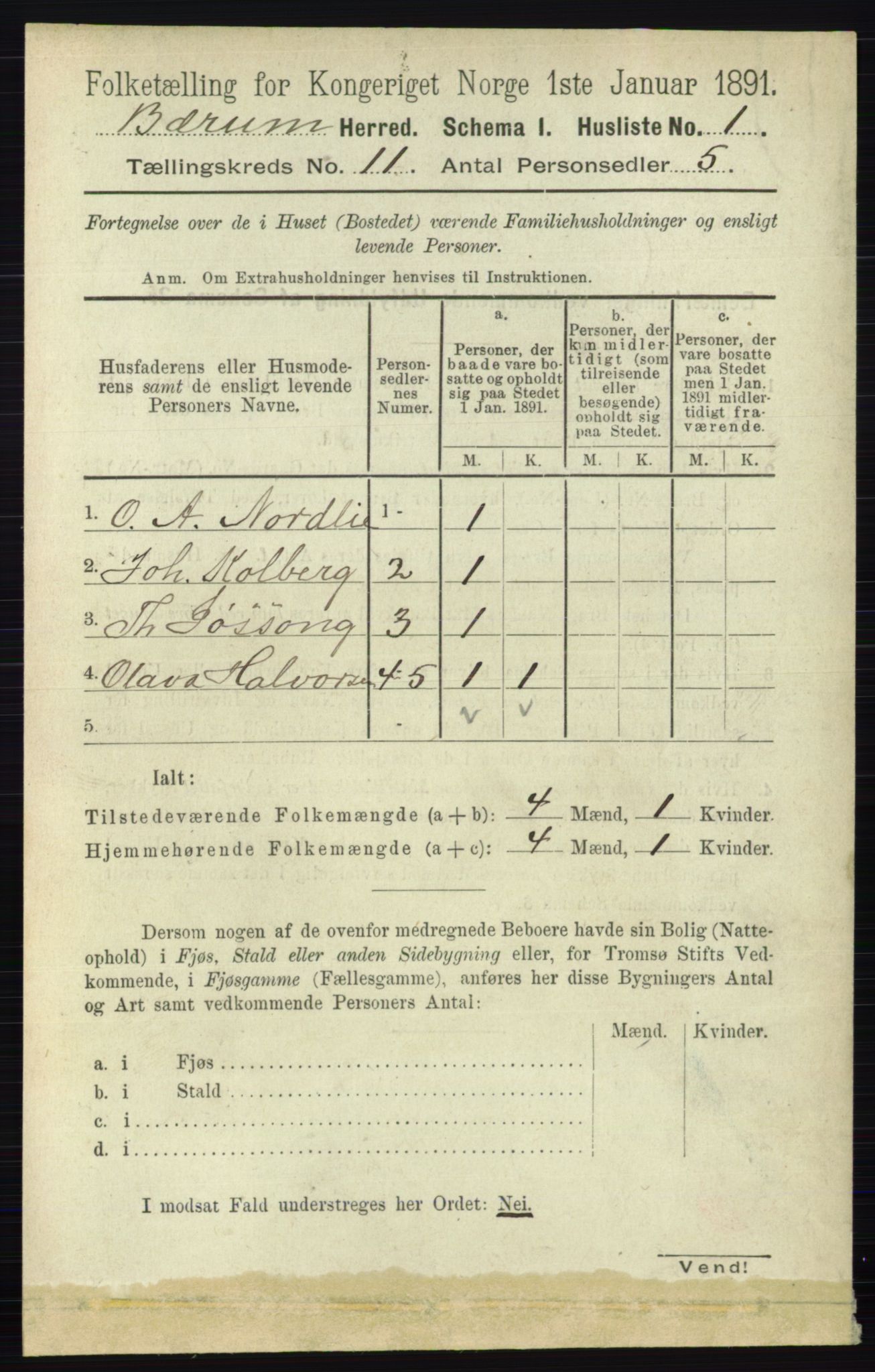 RA, 1891 census for 0219 Bærum, 1891, p. 7118
