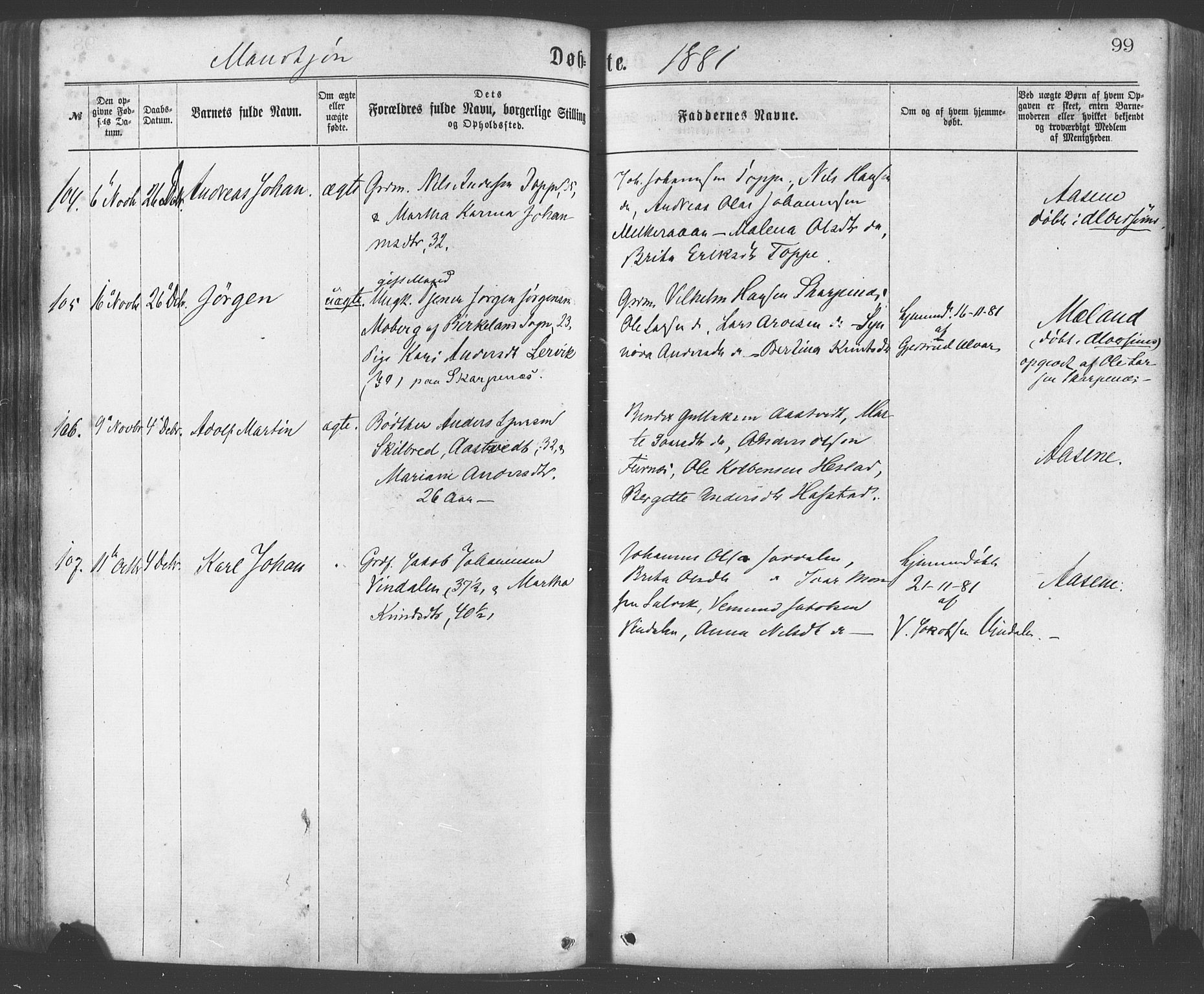 Hamre sokneprestembete, AV/SAB-A-75501/H/Ha/Haa/Haaa/L0015: Parish register (official) no. A 15, 1870-1881, p. 99