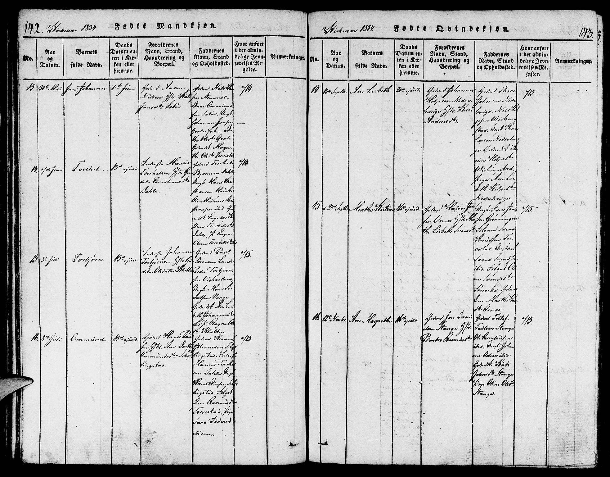 Torvastad sokneprestkontor, AV/SAST-A -101857/H/Ha/Haa/L0004: Parish register (official) no. A 3 /1, 1817-1836, p. 142-143