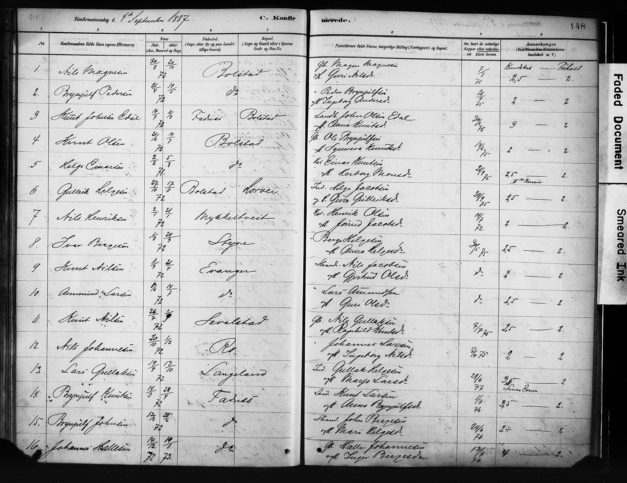 Evanger sokneprestembete, SAB/A-99924: Parish register (official) no. A 1, 1877-1899, p. 148