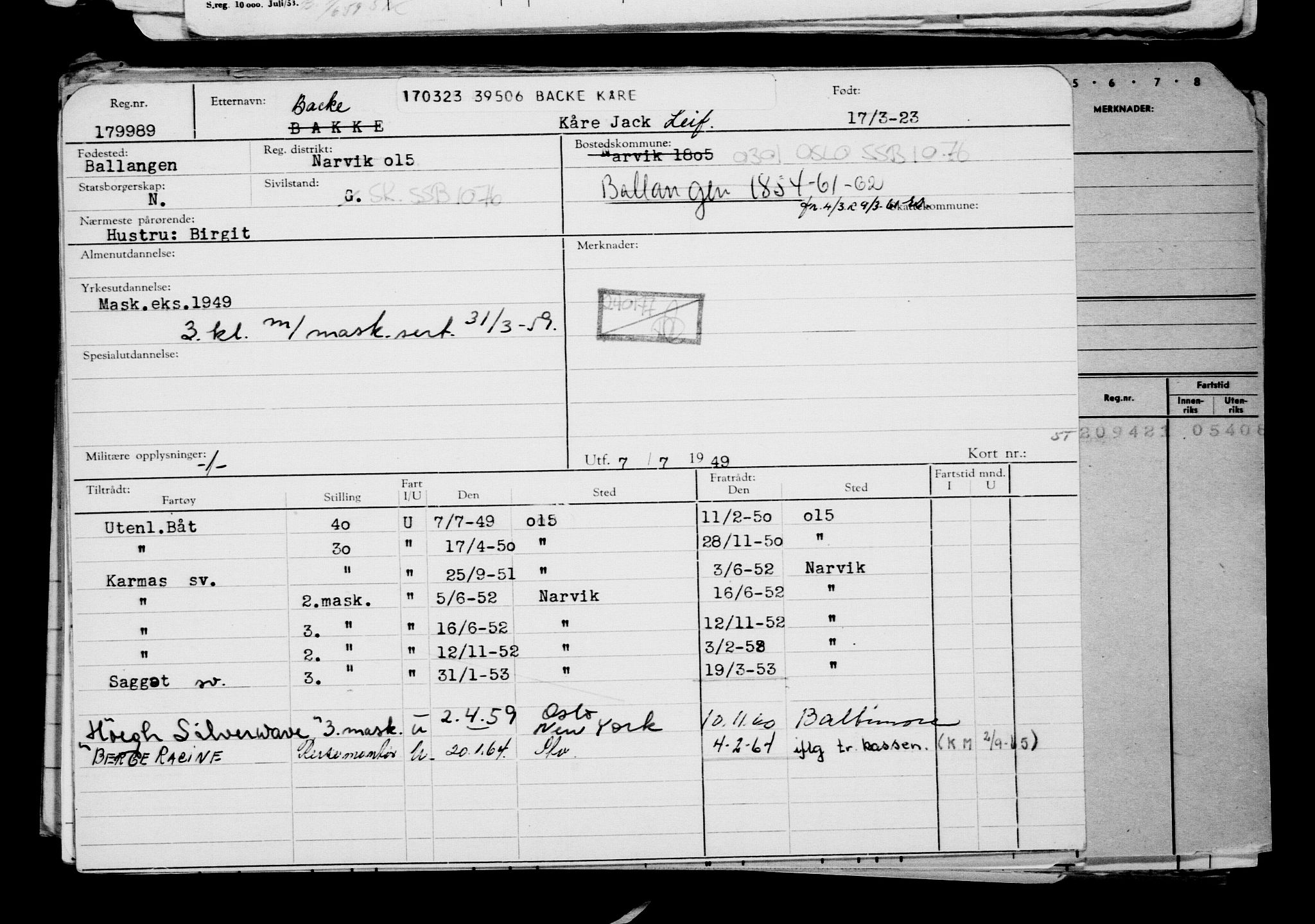 Direktoratet for sjømenn, AV/RA-S-3545/G/Gb/L0216: Hovedkort, 1923, p. 496