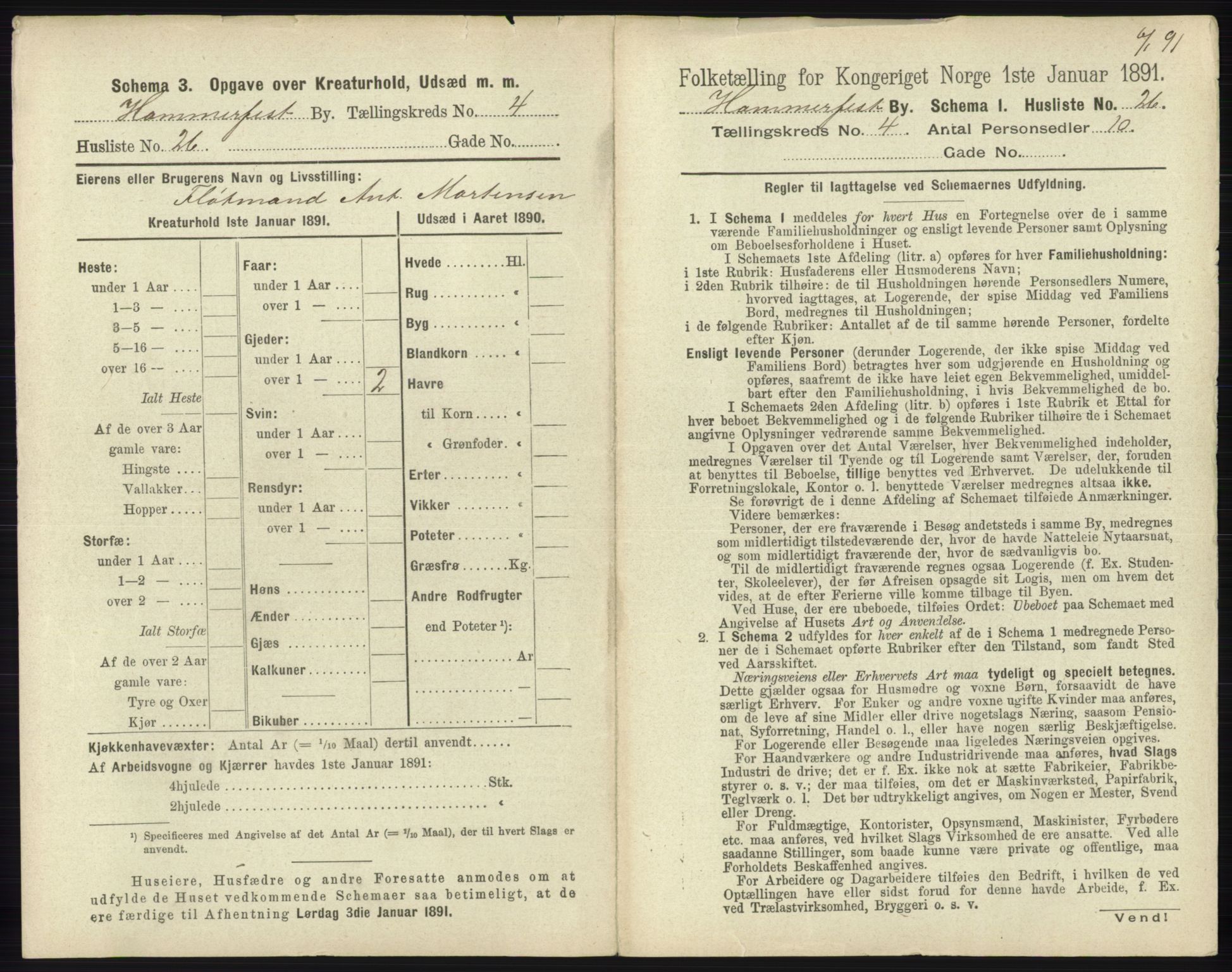 RA, 1891 census for 2001 Hammerfest, 1891, p. 903