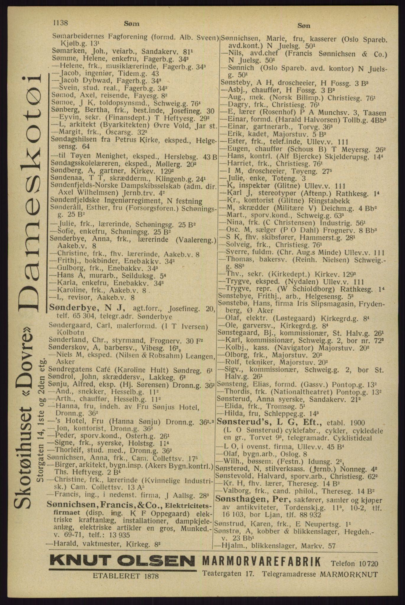 Kristiania/Oslo adressebok, PUBL/-, 1929, p. 1138