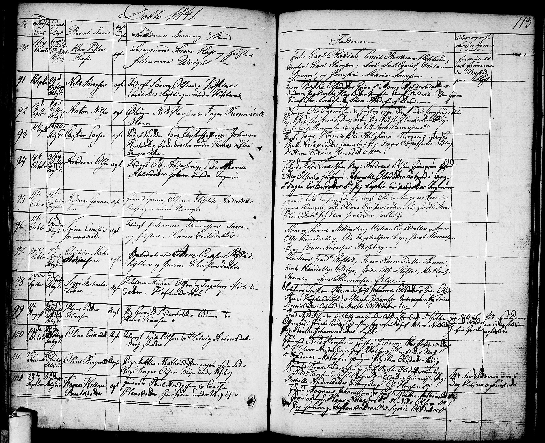 Skjeberg prestekontor Kirkebøker, AV/SAO-A-10923/F/Fa/L0005: Parish register (official) no. I 5, 1830-1845, p. 113