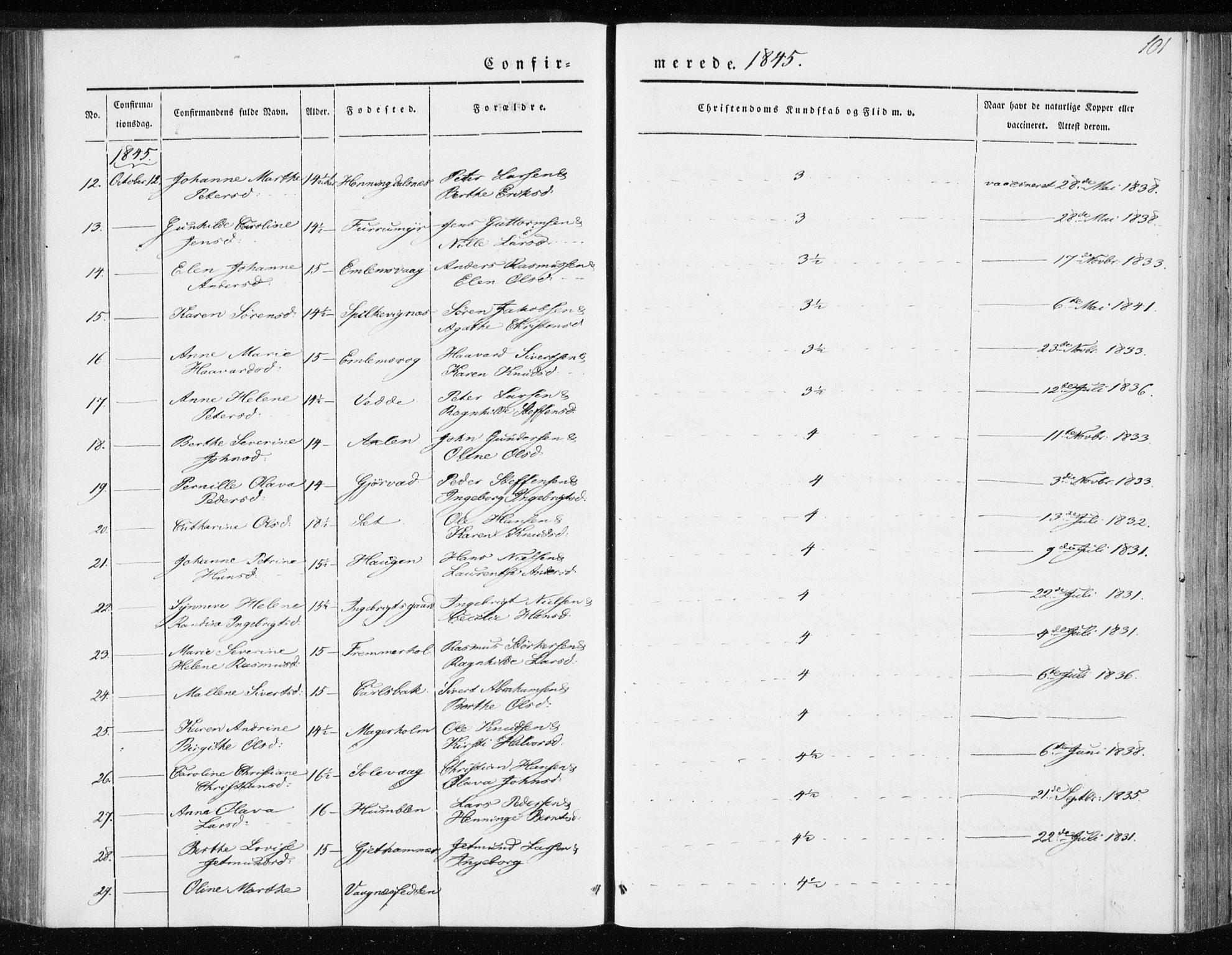 Ministerialprotokoller, klokkerbøker og fødselsregistre - Møre og Romsdal, AV/SAT-A-1454/528/L0415: Curate's parish register no. 528B03, 1843-1852, p. 101