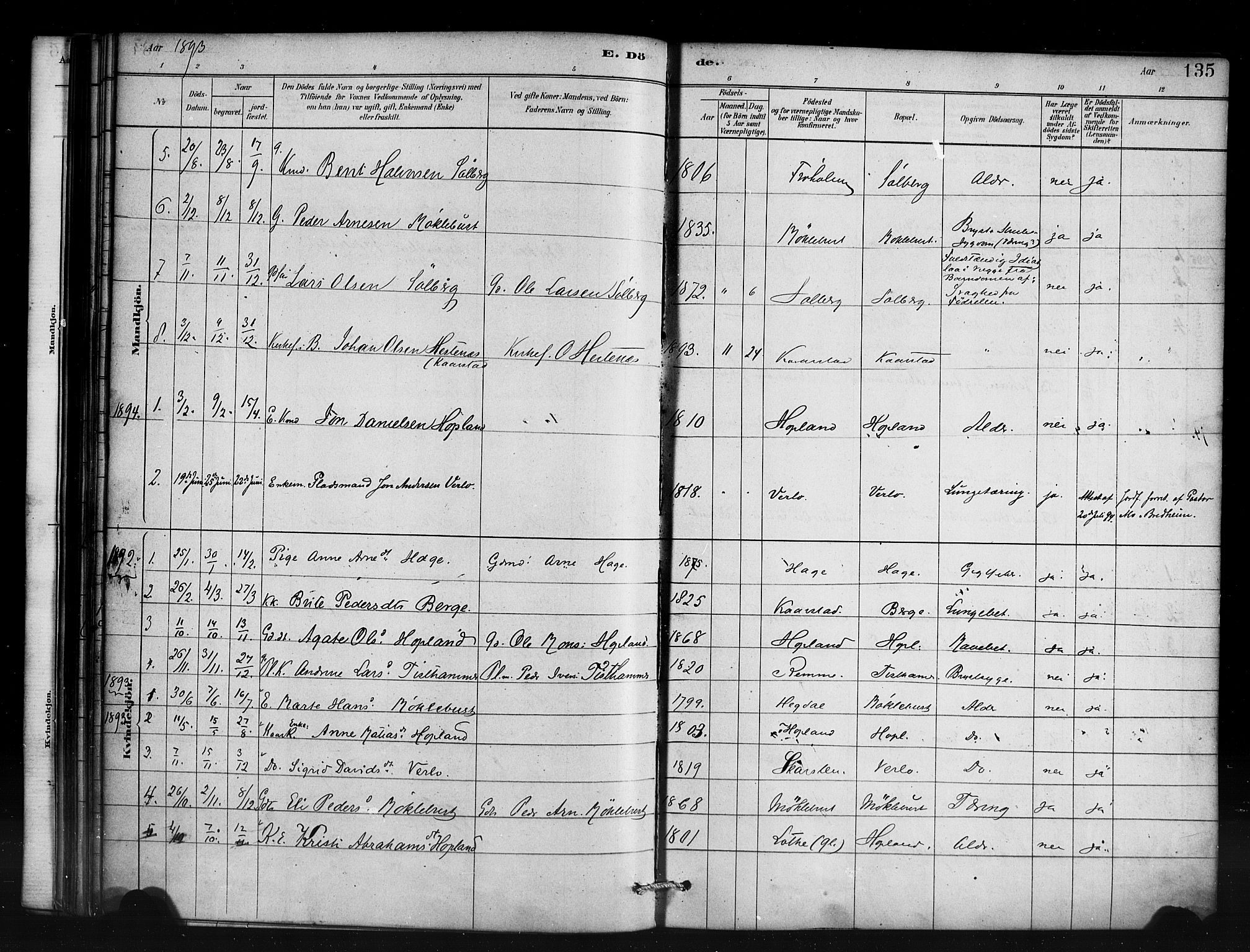 Innvik sokneprestembete, SAB/A-80501: Parish register (official) no. D 1, 1879-1900, p. 135