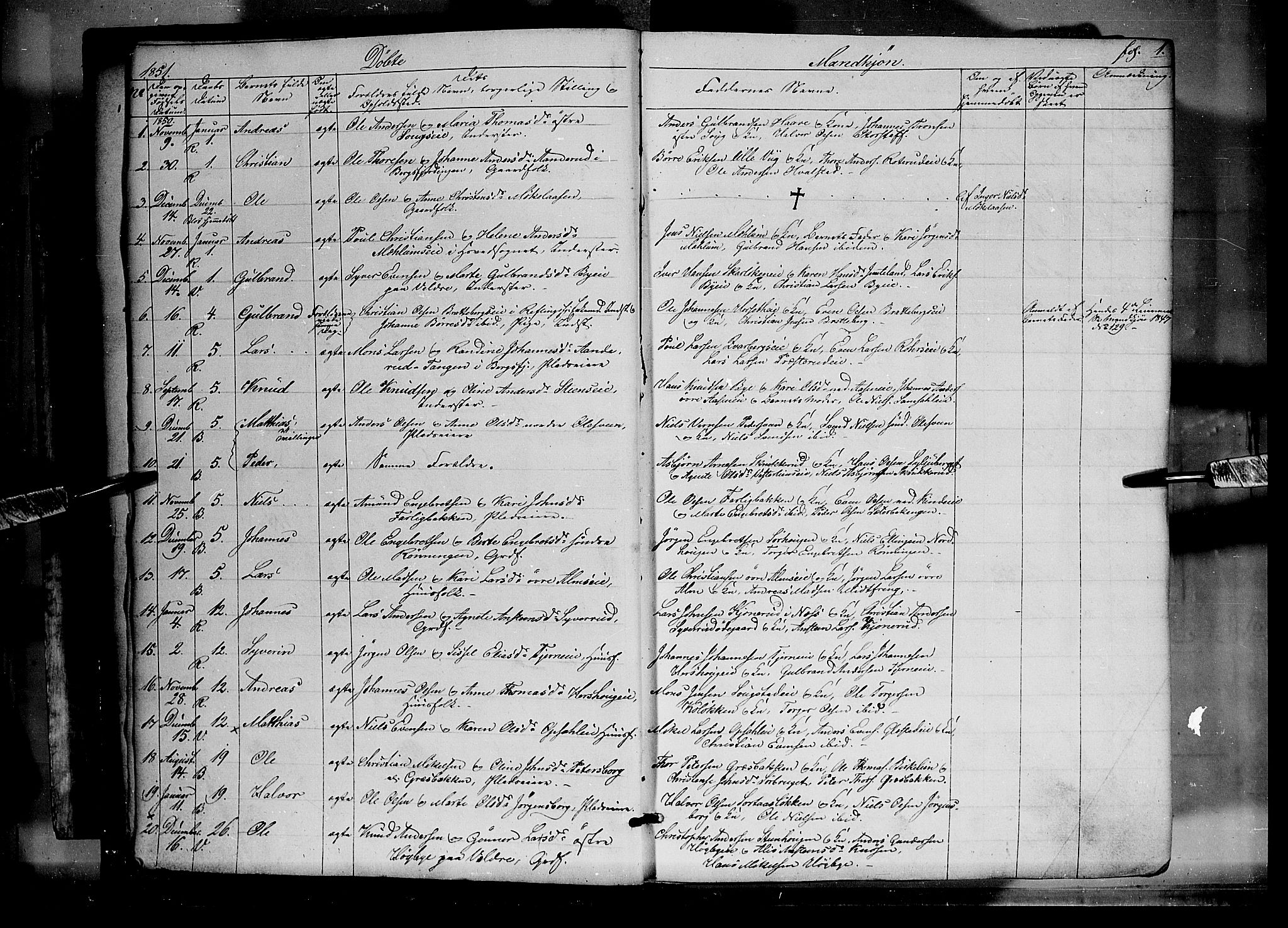Ringsaker prestekontor, AV/SAH-PREST-014/K/Ka/L0009: Parish register (official) no. 9, 1850-1860, p. 1