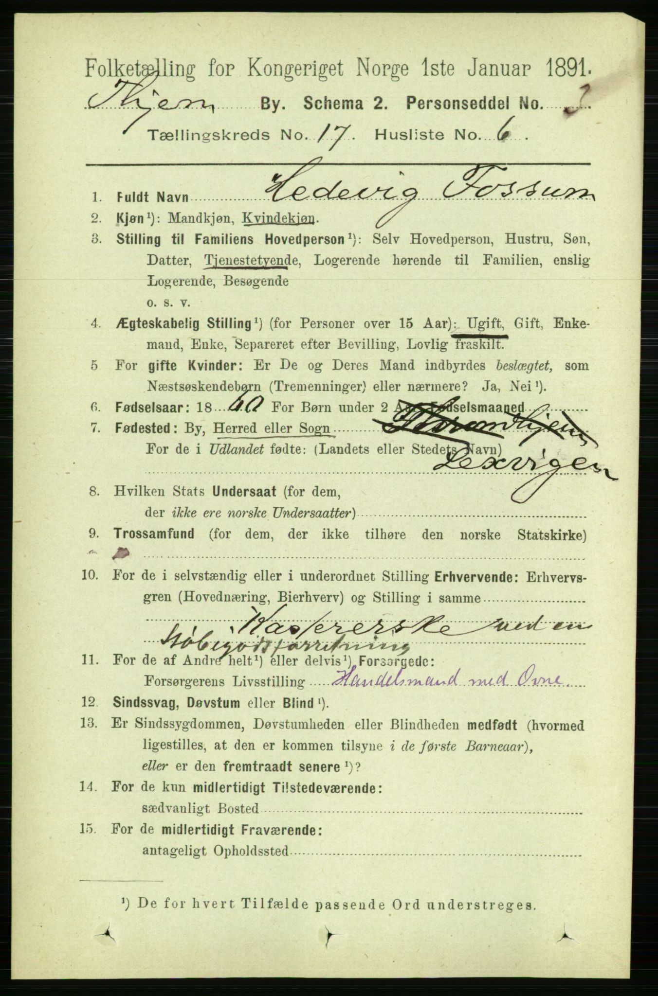 RA, 1891 census for 1601 Trondheim, 1891, p. 13265