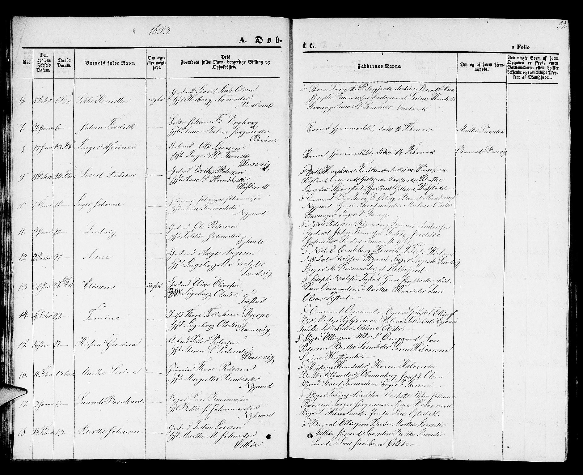 Hetland sokneprestkontor, SAST/A-101826/30/30BB/L0001: Parish register (copy) no. B 1, 1850-1868, p. 32