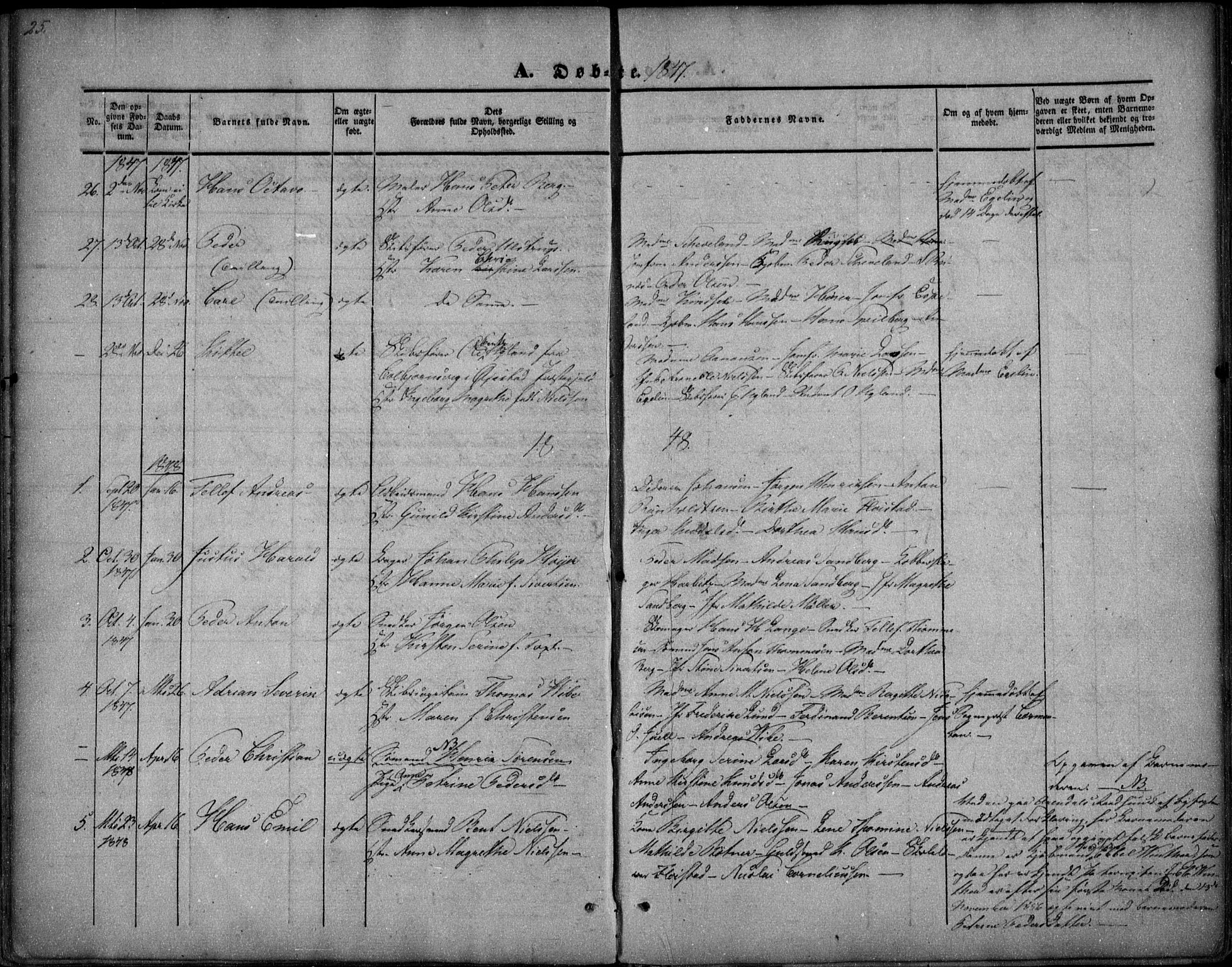 Arendal sokneprestkontor, Trefoldighet, SAK/1111-0040/F/Fa/L0005: Parish register (official) no. A 5, 1838-1854, p. 25