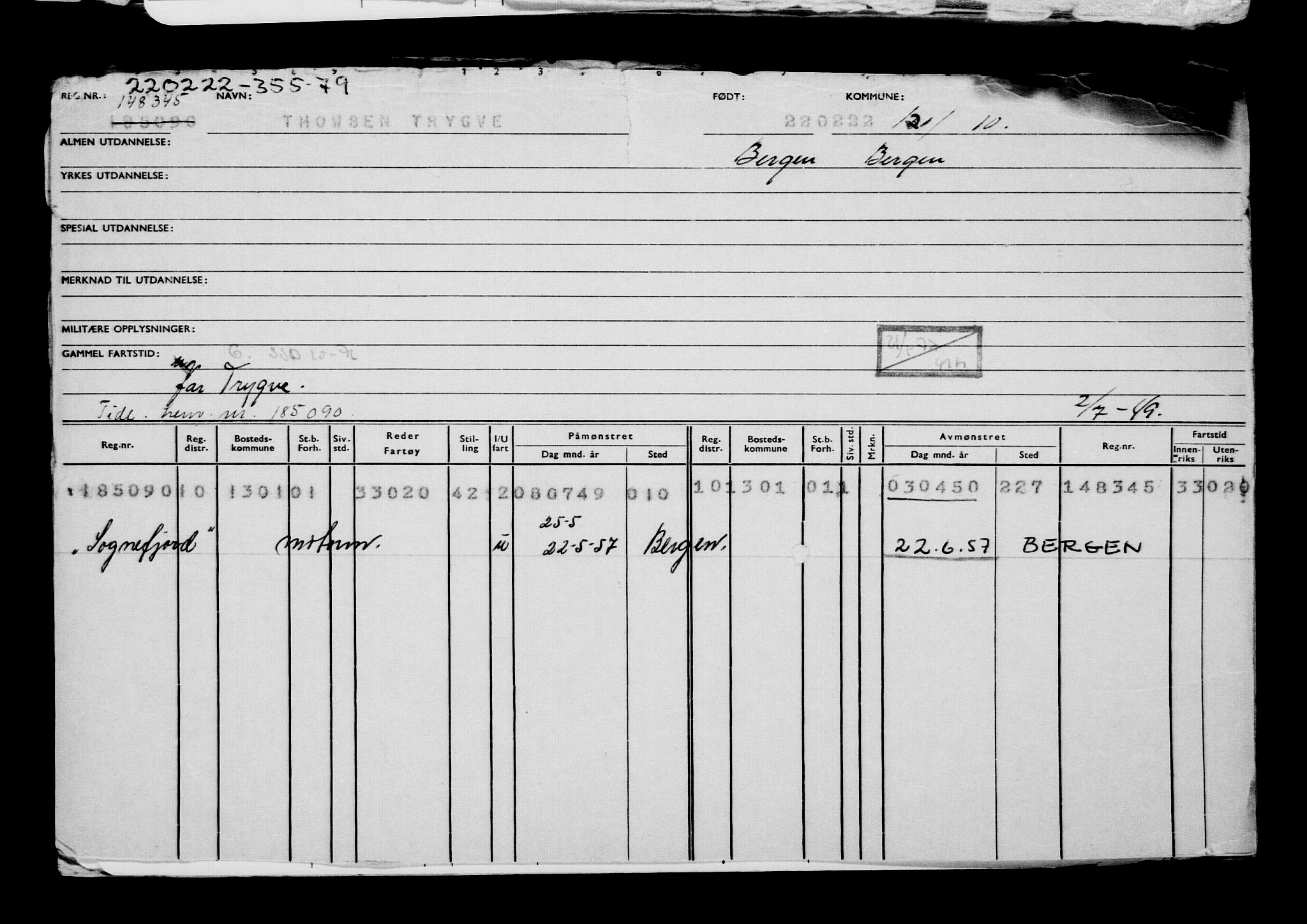 Direktoratet for sjømenn, AV/RA-S-3545/G/Gb/L0203: Hovedkort, 1922, p. 310