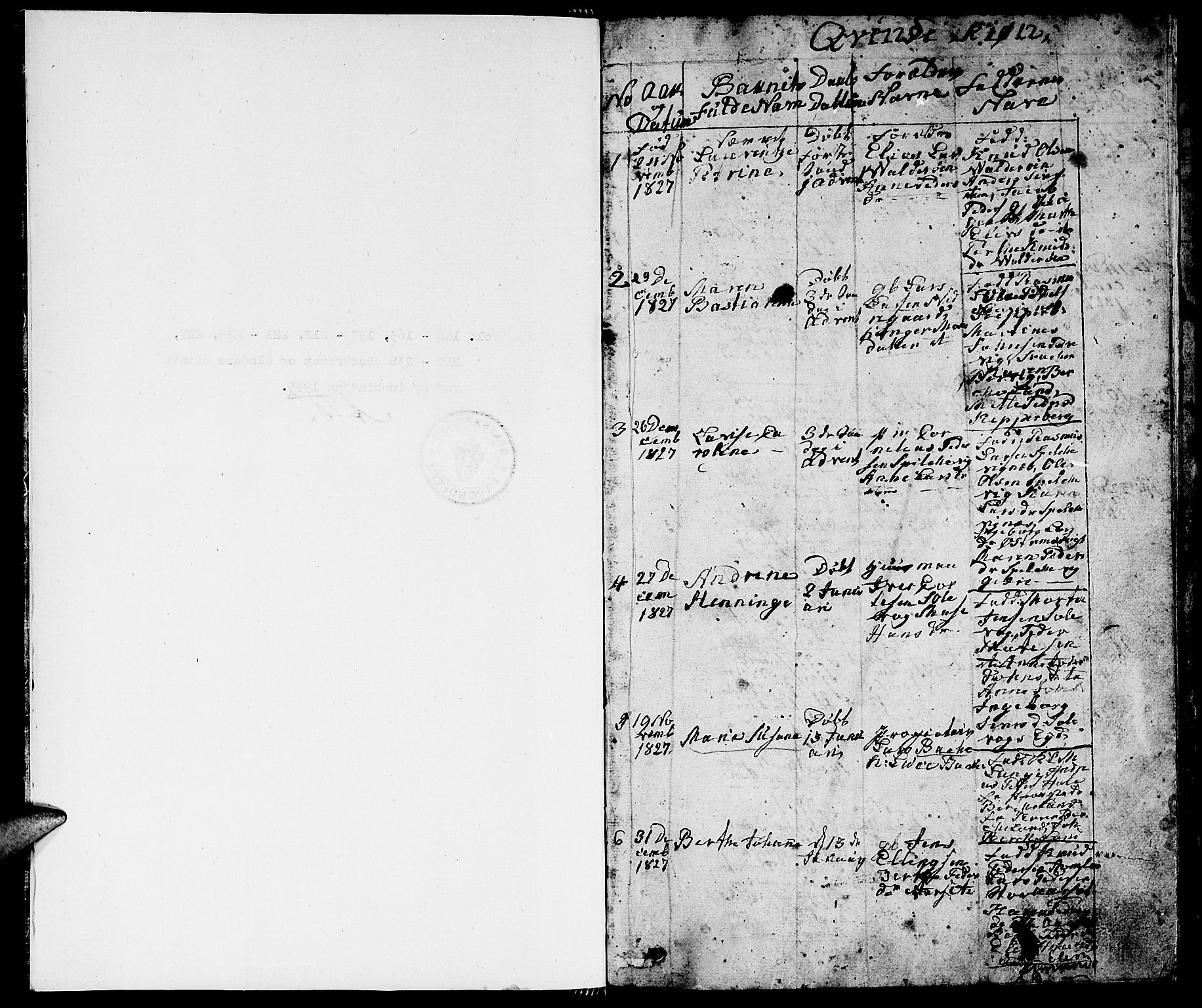 Ministerialprotokoller, klokkerbøker og fødselsregistre - Møre og Romsdal, AV/SAT-A-1454/528/L0425: Parish register (copy) no. 528C06, 1827-1840, p. 1