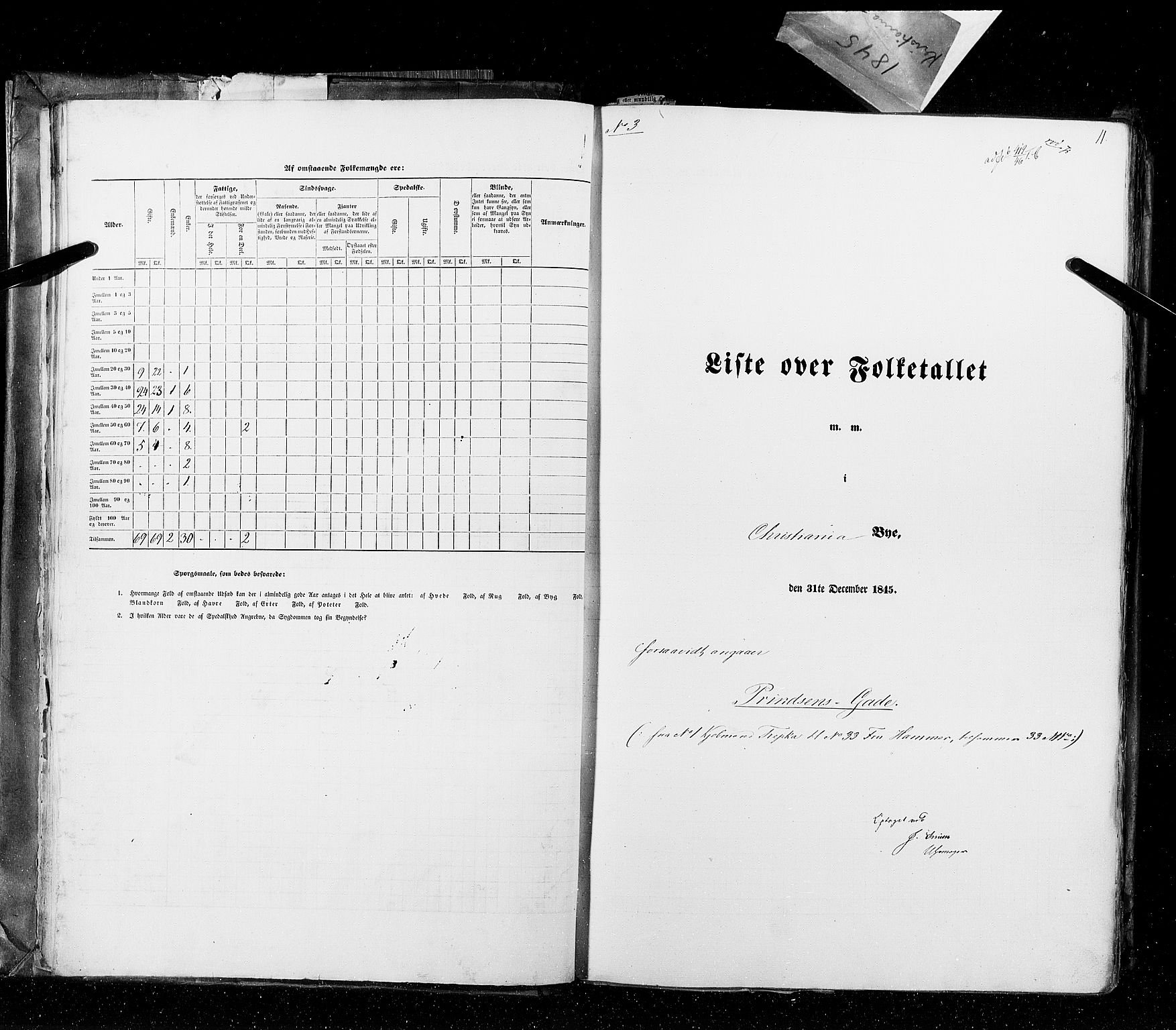 RA, Census 1845, vol. 10: Cities, 1845, p. 11