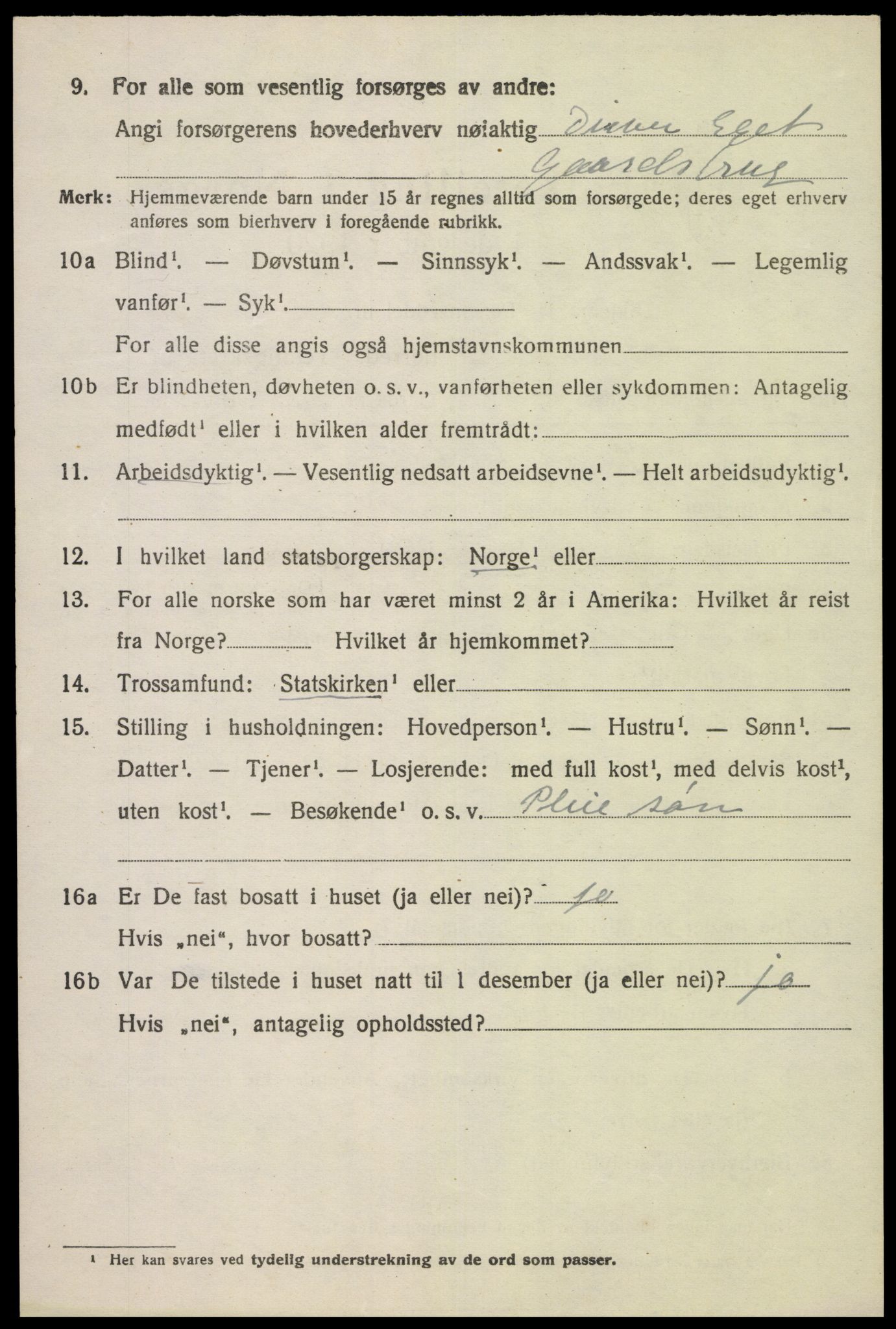 SAK, 1920 census for Lista, 1920, p. 12894