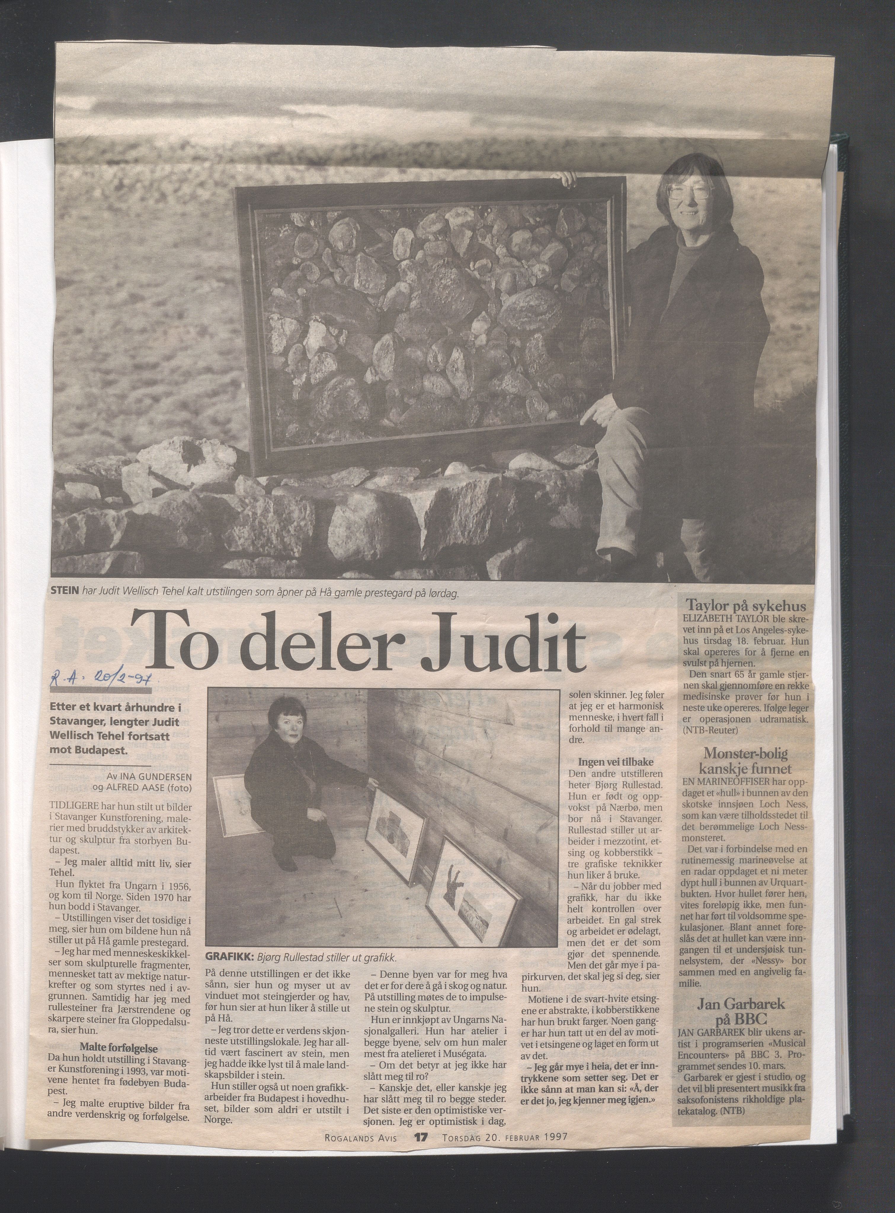 Hå kommune - Kulturetaten, IKAR/A-304/Ub/Ubb/L0011: Avisutklipp - Hå gamle prestegård, 1996-1997