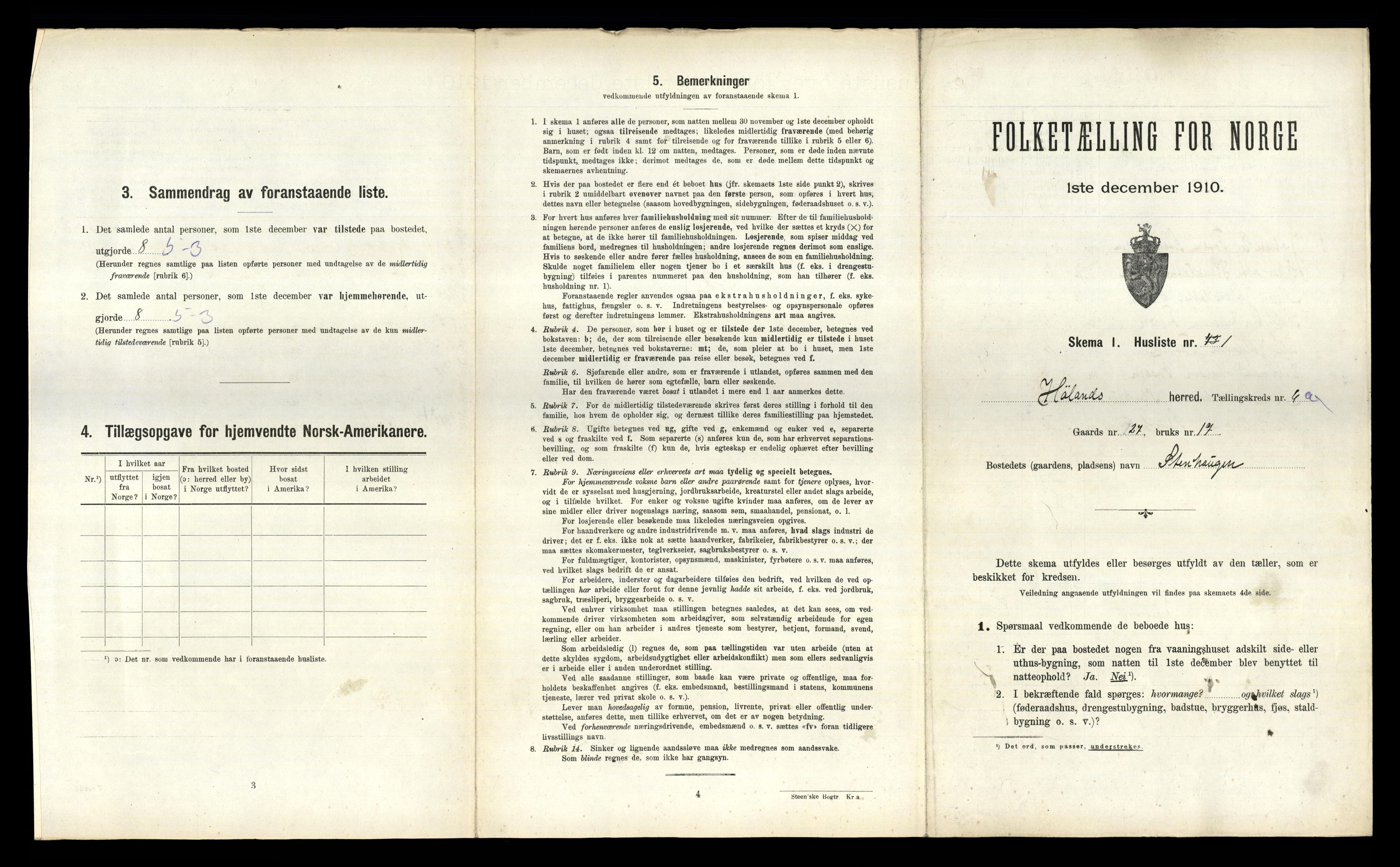 RA, 1910 census for Høland, 1910, p. 1077