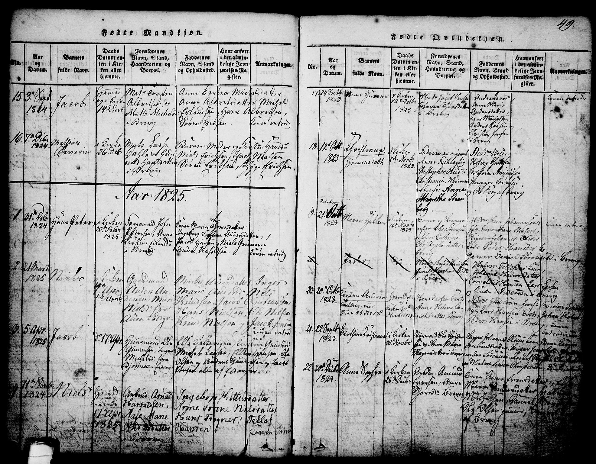 Brevik kirkebøker, AV/SAKO-A-255/G/Ga/L0001: Parish register (copy) no. 1, 1814-1845, p. 49