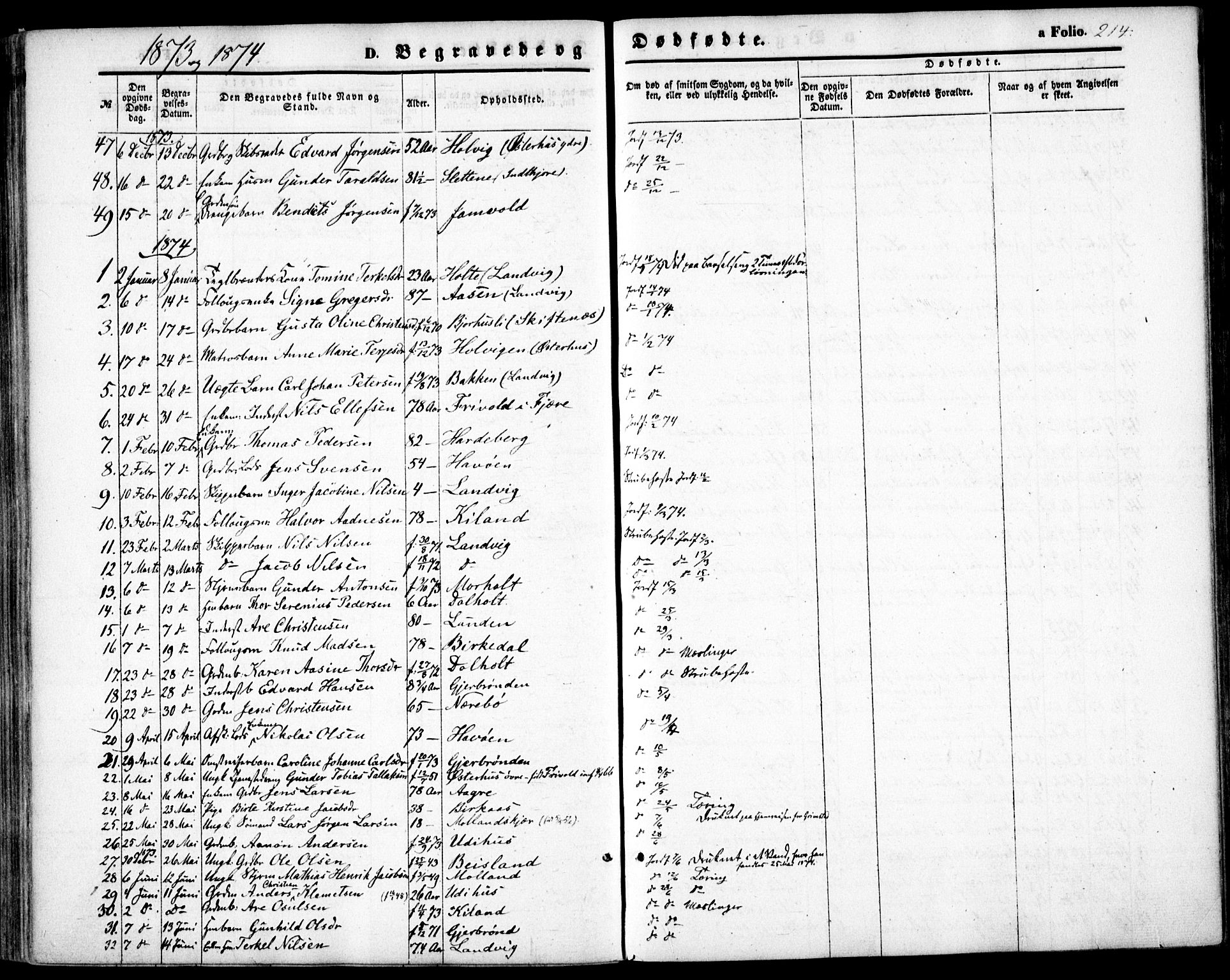 Hommedal sokneprestkontor, AV/SAK-1111-0023/F/Fa/Fab/L0005: Parish register (official) no. A 5, 1861-1877, p. 214