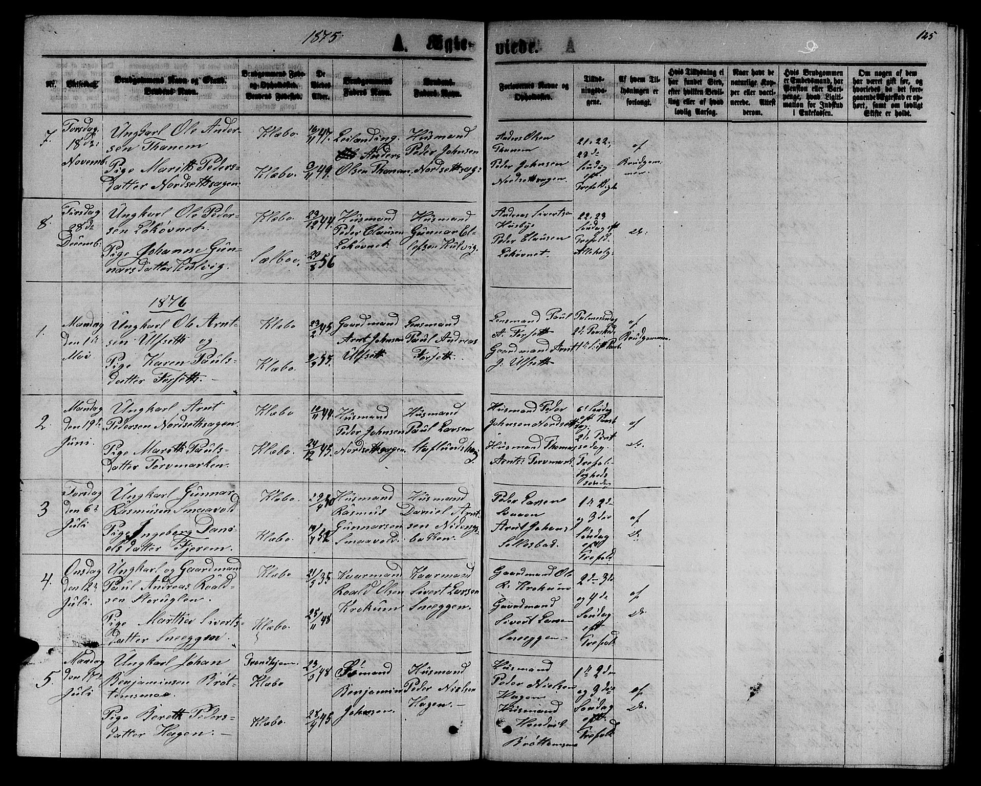 Ministerialprotokoller, klokkerbøker og fødselsregistre - Sør-Trøndelag, SAT/A-1456/618/L0451: Parish register (copy) no. 618C02, 1865-1883, p. 125