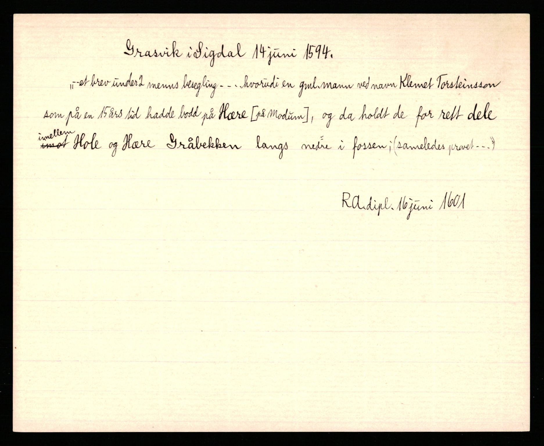 Riksarkivets diplomsamling, AV/RA-EA-5965/F35/F35b/L0004: Riksarkivets diplomer, seddelregister, 1593-1600, p. 107