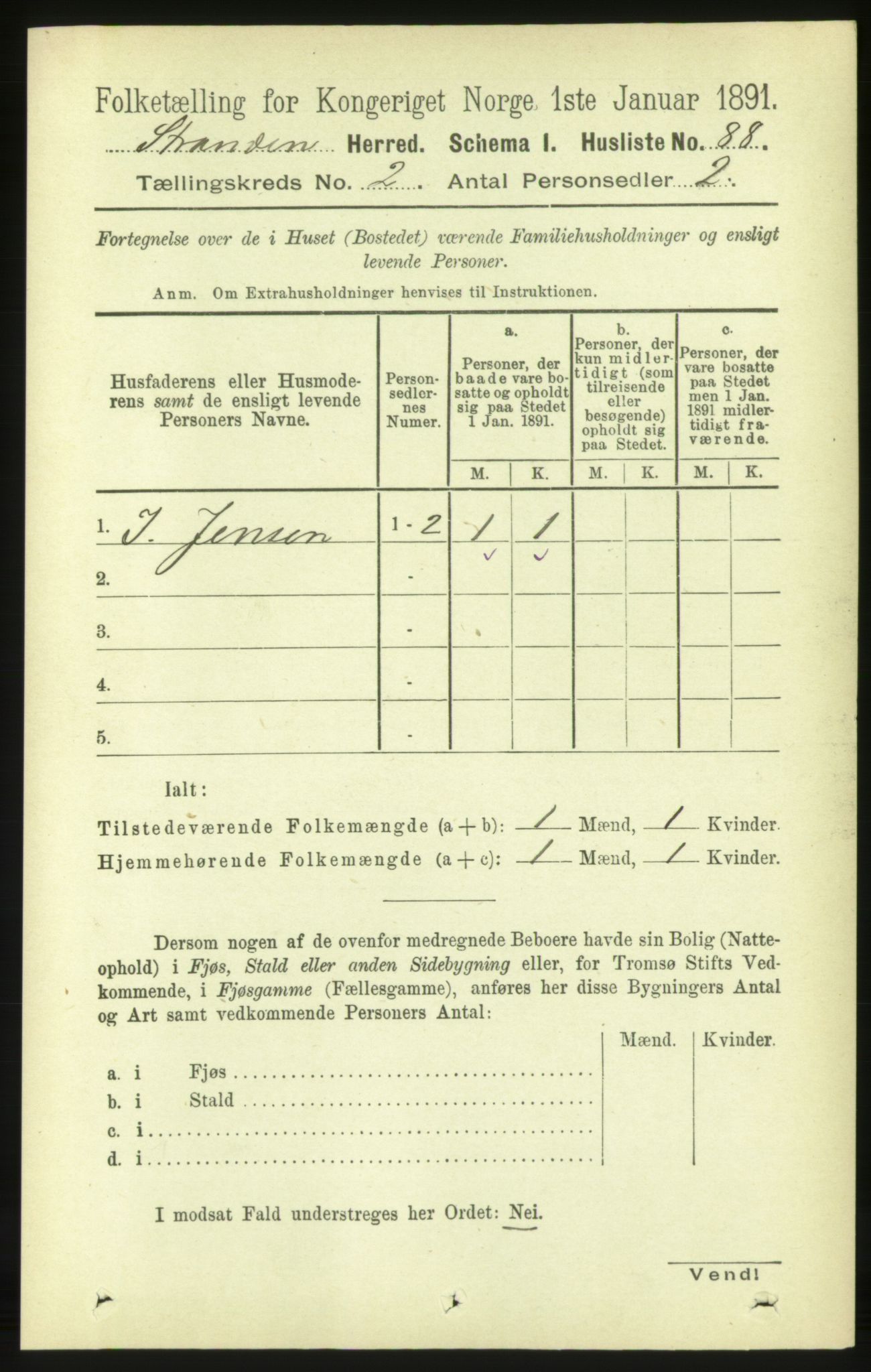 RA, 1891 census for 1525 Stranda, 1891, p. 284