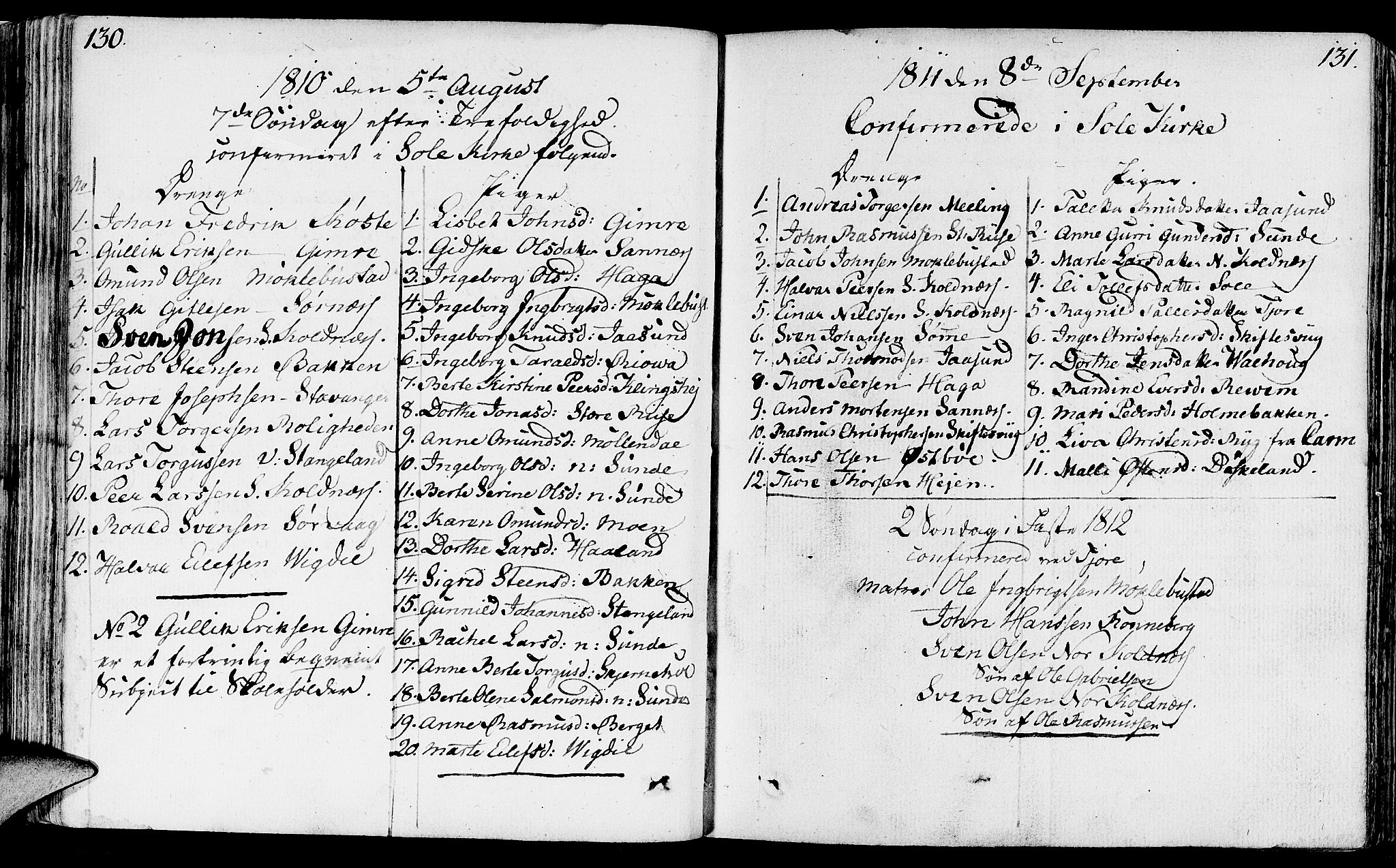 Håland sokneprestkontor, AV/SAST-A-101802/001/30BA/L0003: Parish register (official) no. A 3, 1794-1815, p. 130-131