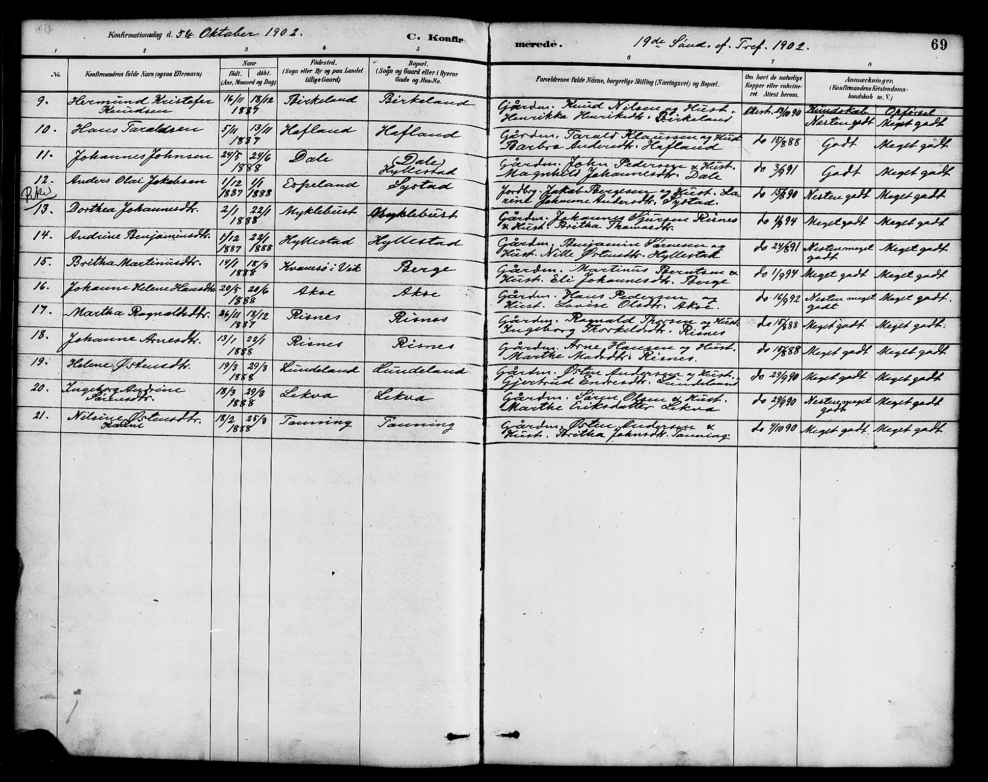 Hyllestad sokneprestembete, SAB/A-80401: Parish register (official) no. B 1, 1886-1904, p. 69