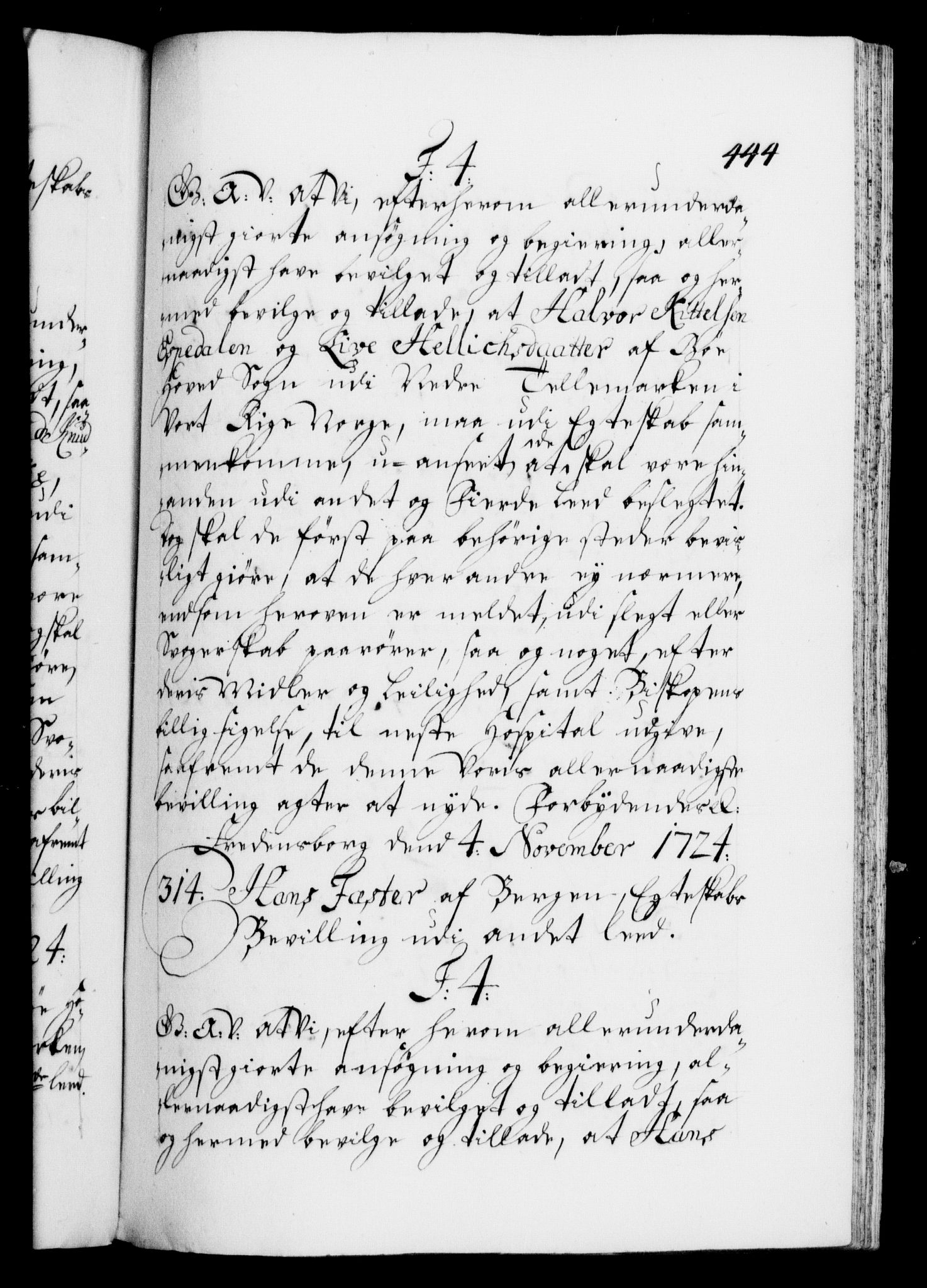 Danske Kanselli 1572-1799, AV/RA-EA-3023/F/Fc/Fca/Fcaa/L0024: Norske registre, 1723-1725, p. 444a