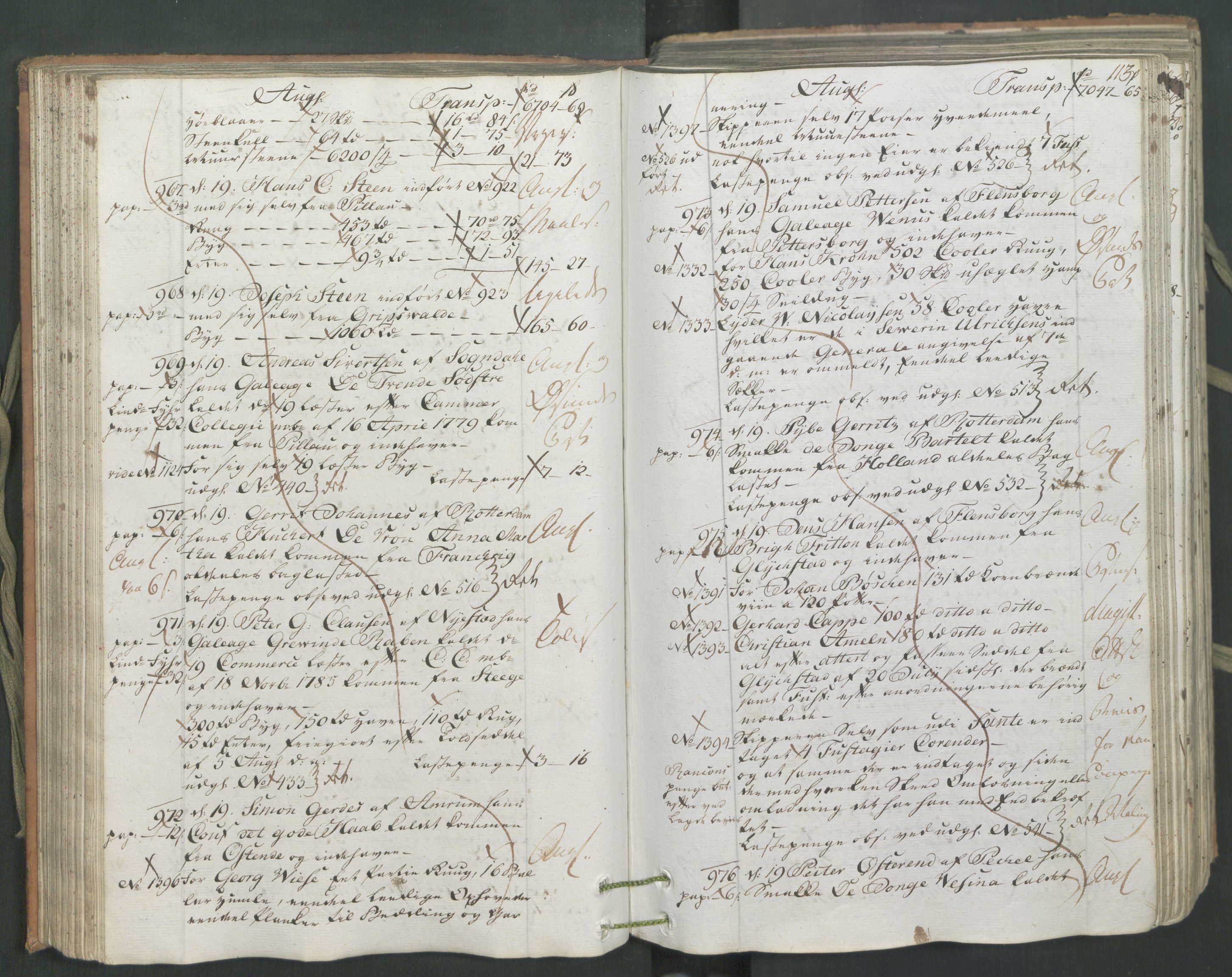 Generaltollkammeret, tollregnskaper, AV/RA-EA-5490/R26/L0222/0001: Tollregnskaper Bergen A / Inngående hovedtollbok, 1786, p. 112b-113a
