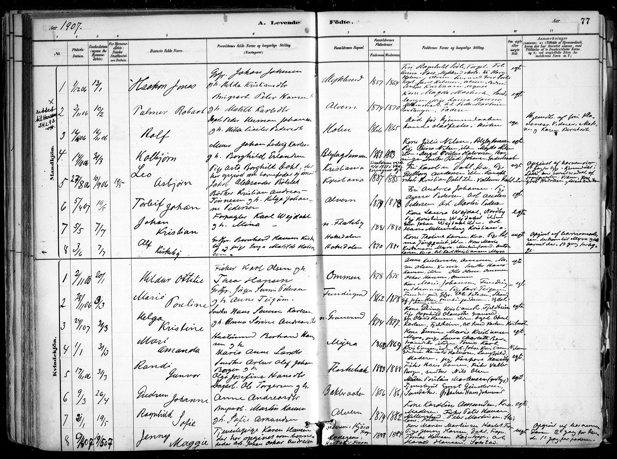 Nesodden prestekontor Kirkebøker, SAO/A-10013/F/Fa/L0009: Parish register (official) no. I 9, 1880-1915, p. 77
