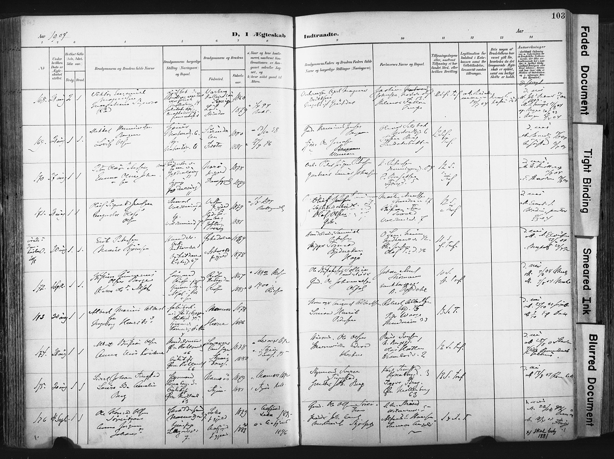 Ministerialprotokoller, klokkerbøker og fødselsregistre - Sør-Trøndelag, SAT/A-1456/604/L0201: Parish register (official) no. 604A21, 1901-1911, p. 103