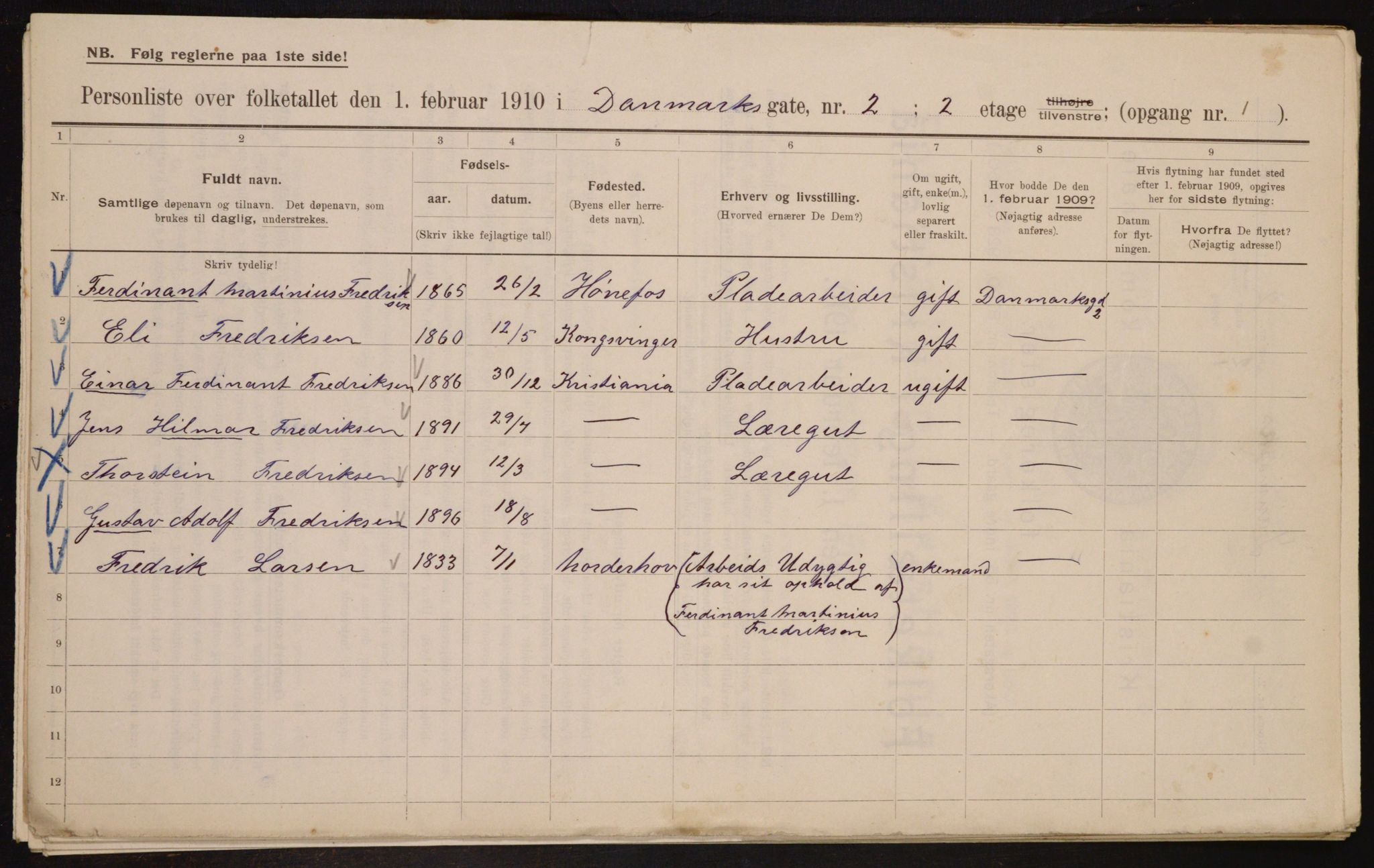 OBA, Municipal Census 1910 for Kristiania, 1910, p. 13961