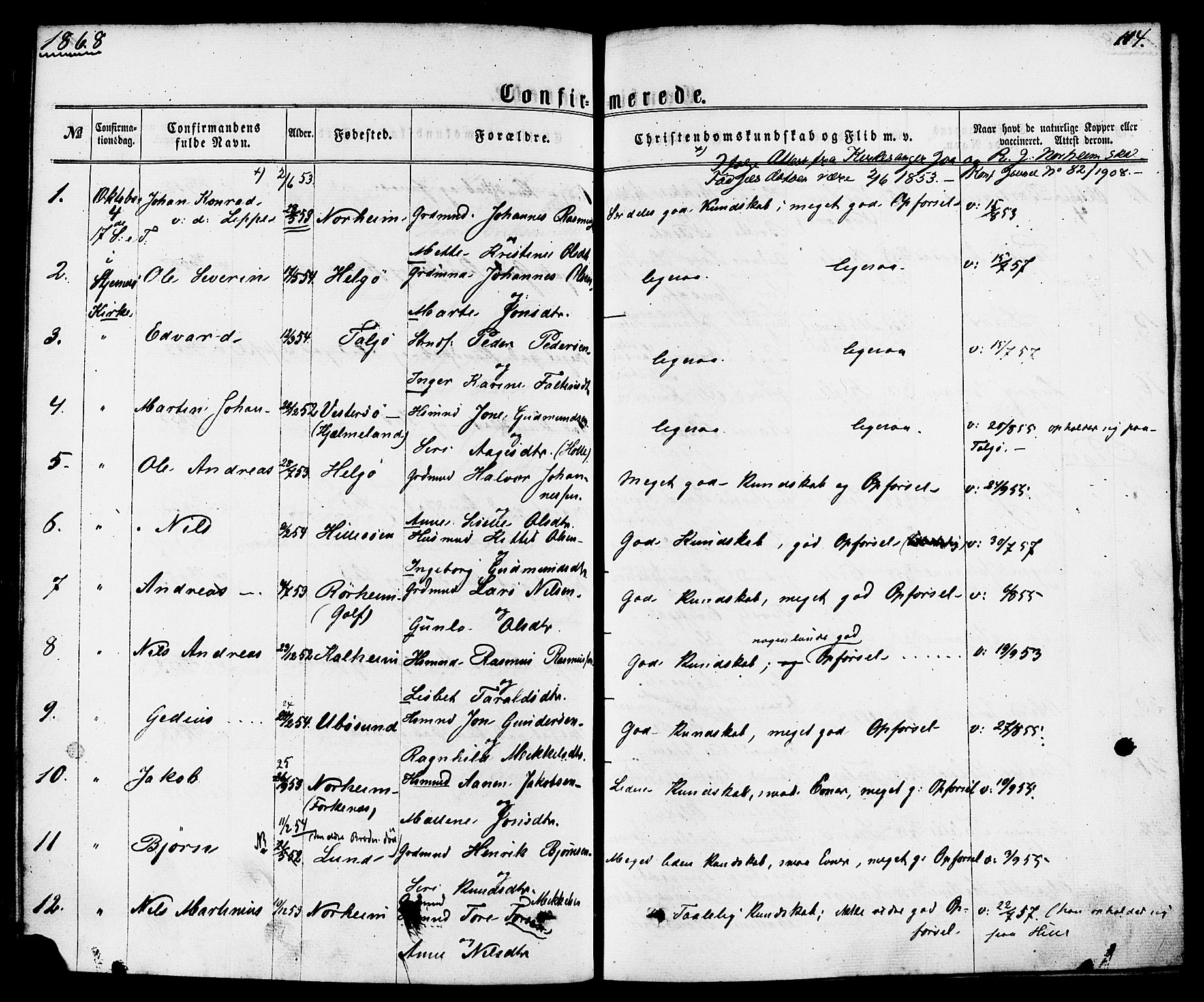 Nedstrand sokneprestkontor, AV/SAST-A-101841/01/IV: Parish register (official) no. A 10, 1861-1887, p. 114