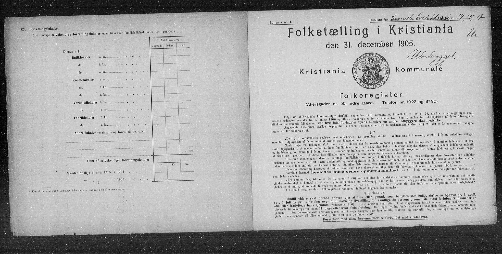 OBA, Municipal Census 1905 for Kristiania, 1905, p. 6151
