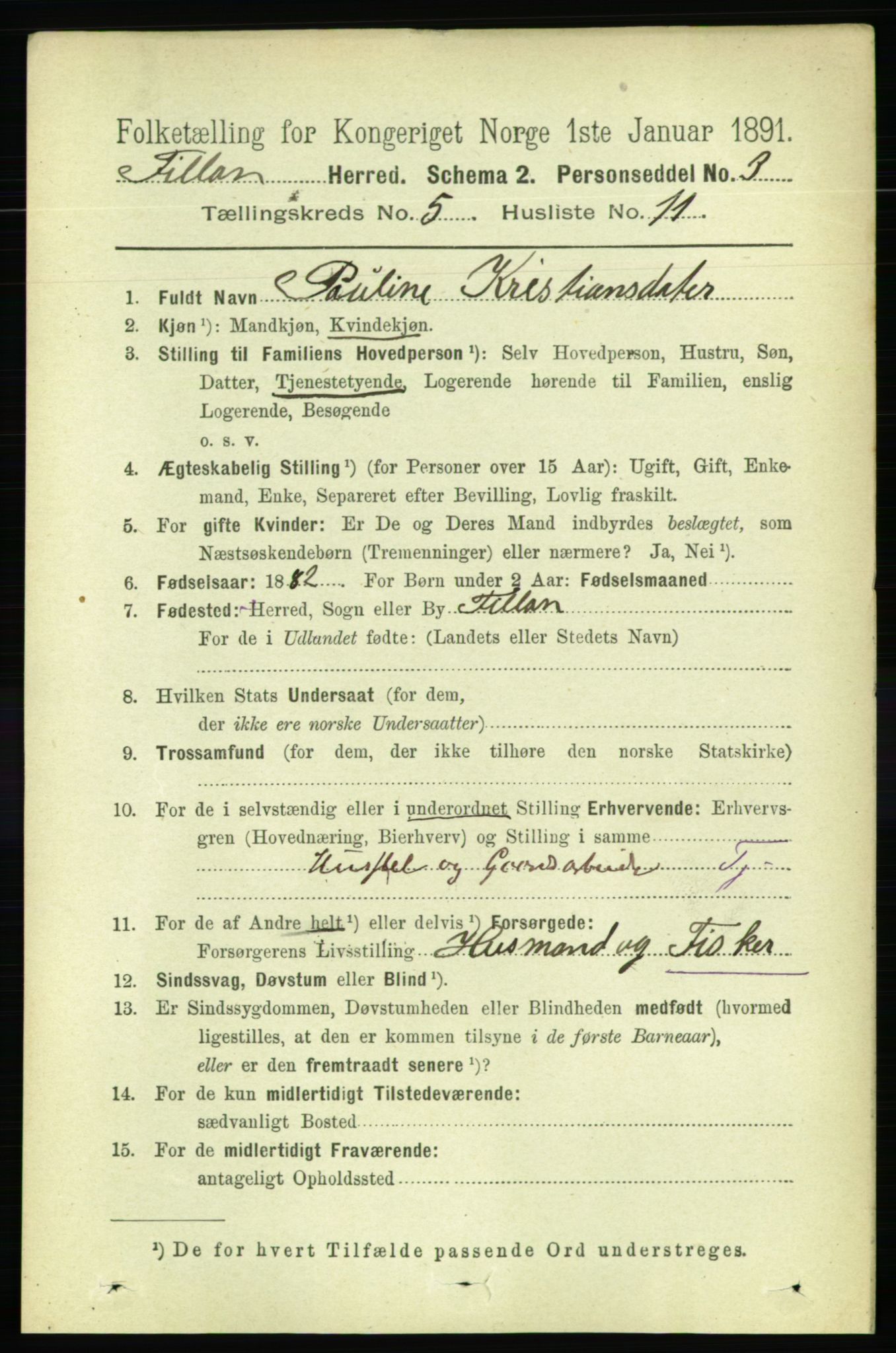 RA, 1891 census for 1616 Fillan, 1891, p. 1052