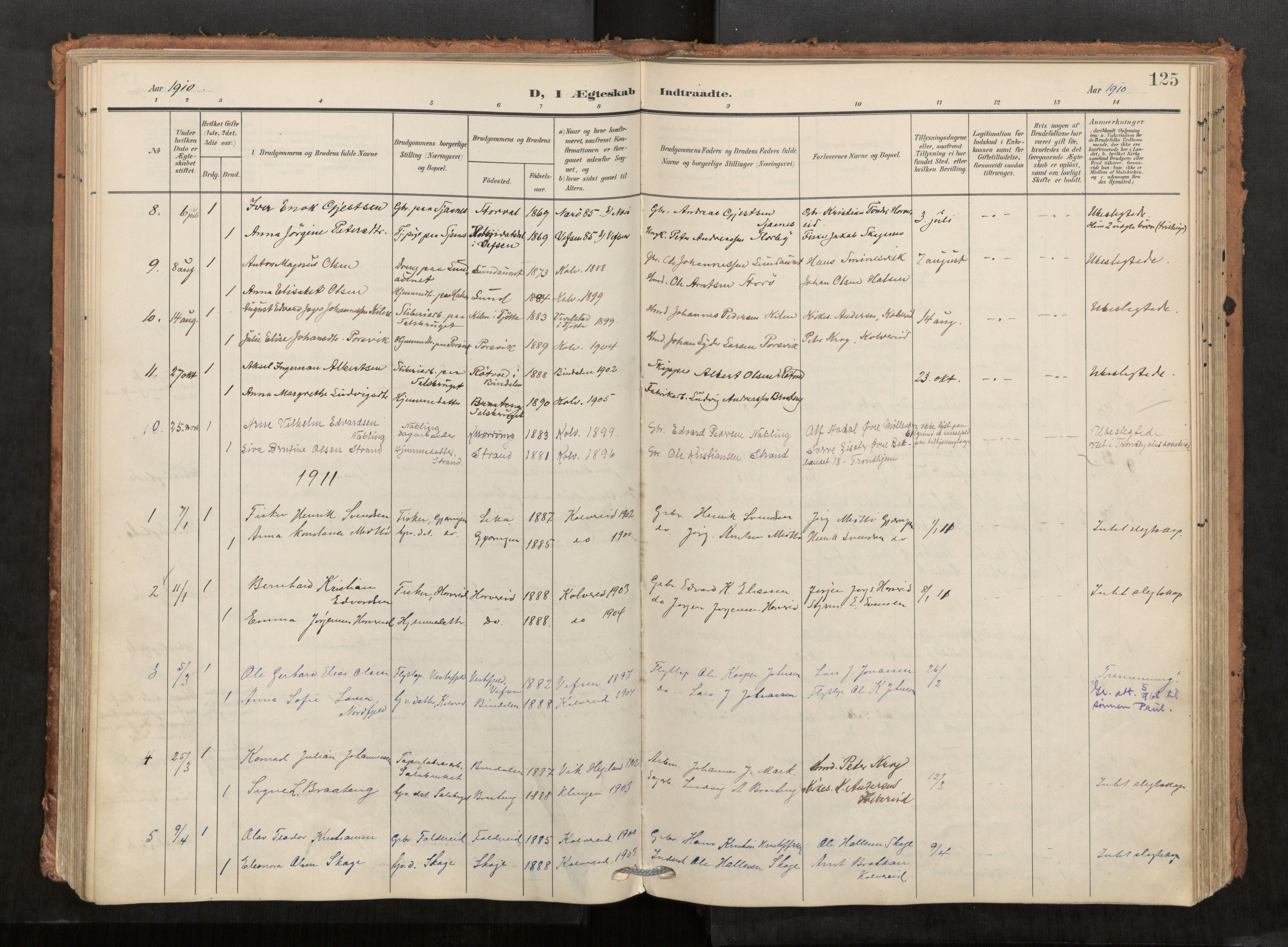 Kolvereid sokneprestkontor, SAT/A-1171/H/Ha/Haa/L0001: Parish register (official) no. 1, 1903-1922, p. 125