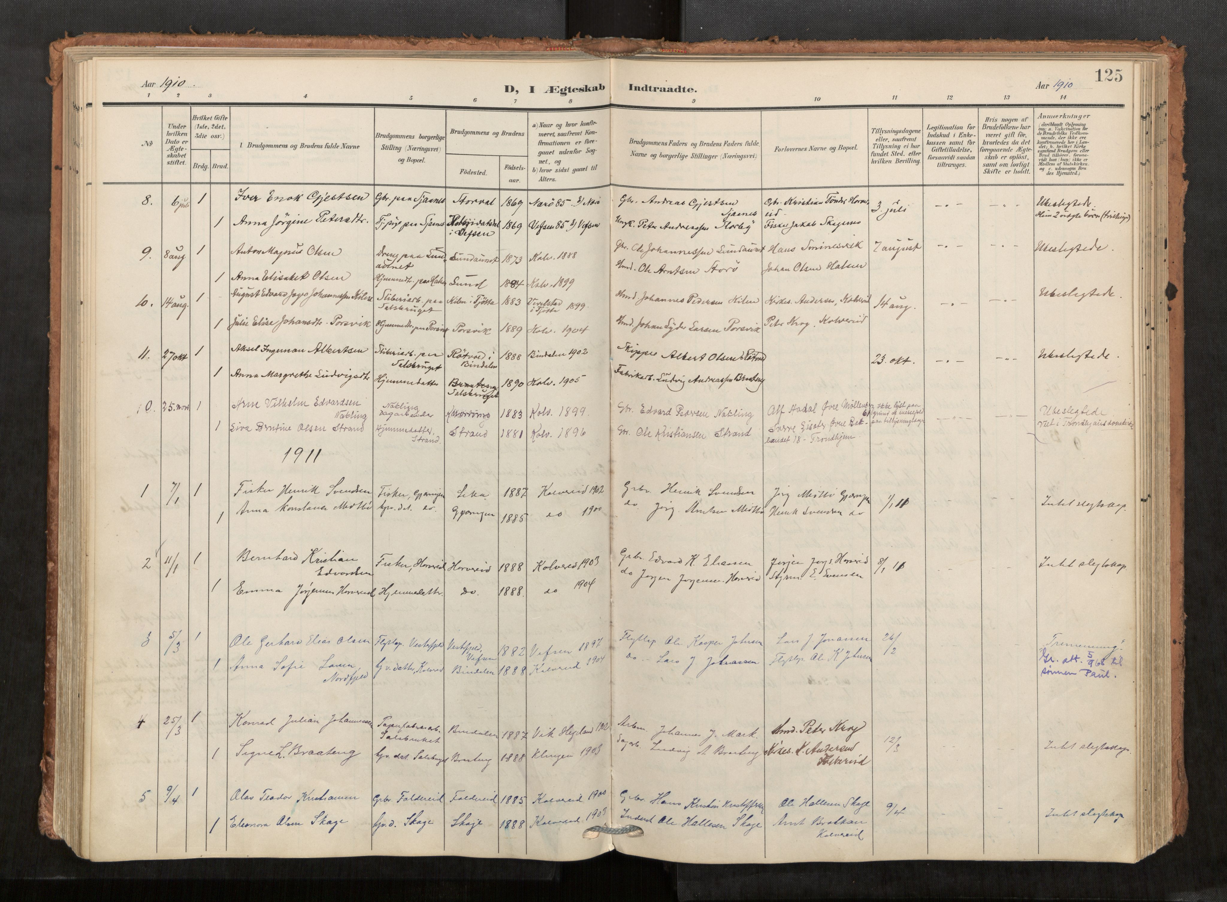 Kolvereid sokneprestkontor, AV/SAT-A-1171/H/Ha/Haa/L0001: Parish register (official) no. 1, 1903-1922, p. 125