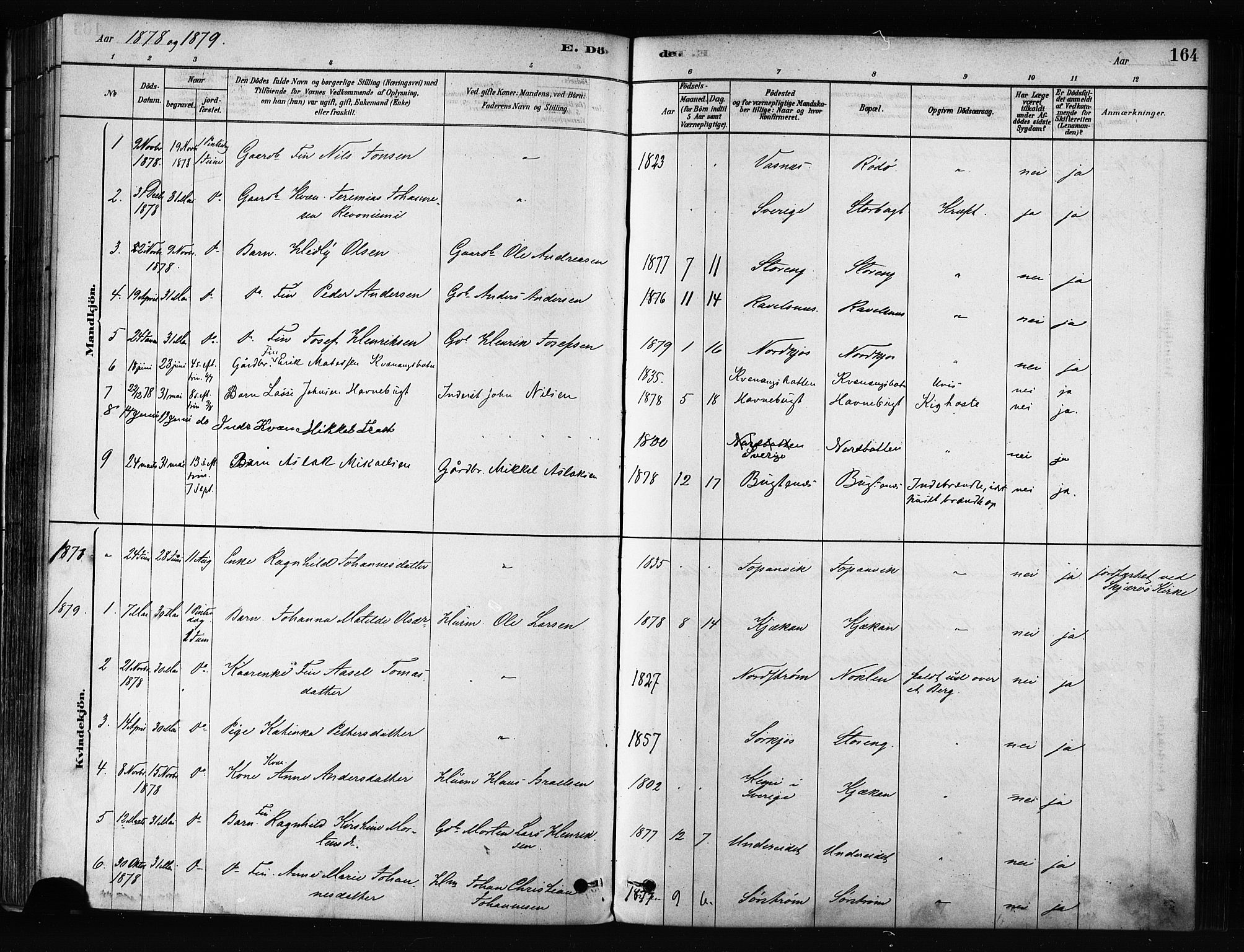 Skjervøy sokneprestkontor, SATØ/S-1300/H/Ha/Haa/L0012kirke: Parish register (official) no. 12, 1878-1891, p. 164