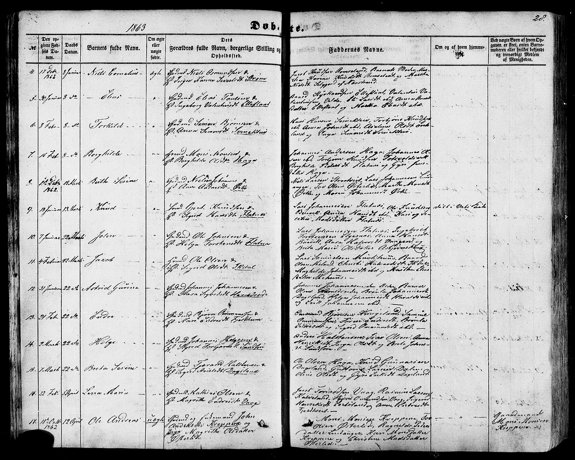 Skjold sokneprestkontor, AV/SAST-A-101847/H/Ha/Haa/L0008: Parish register (official) no. A 8, 1856-1882, p. 28