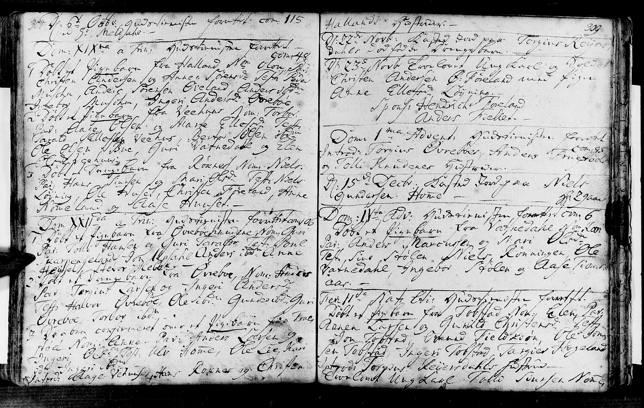 Vennesla sokneprestkontor, SAK/1111-0045/Fa/Fac/L0001: Parish register (official) no. A 1, 1743-1784, p. 308-309