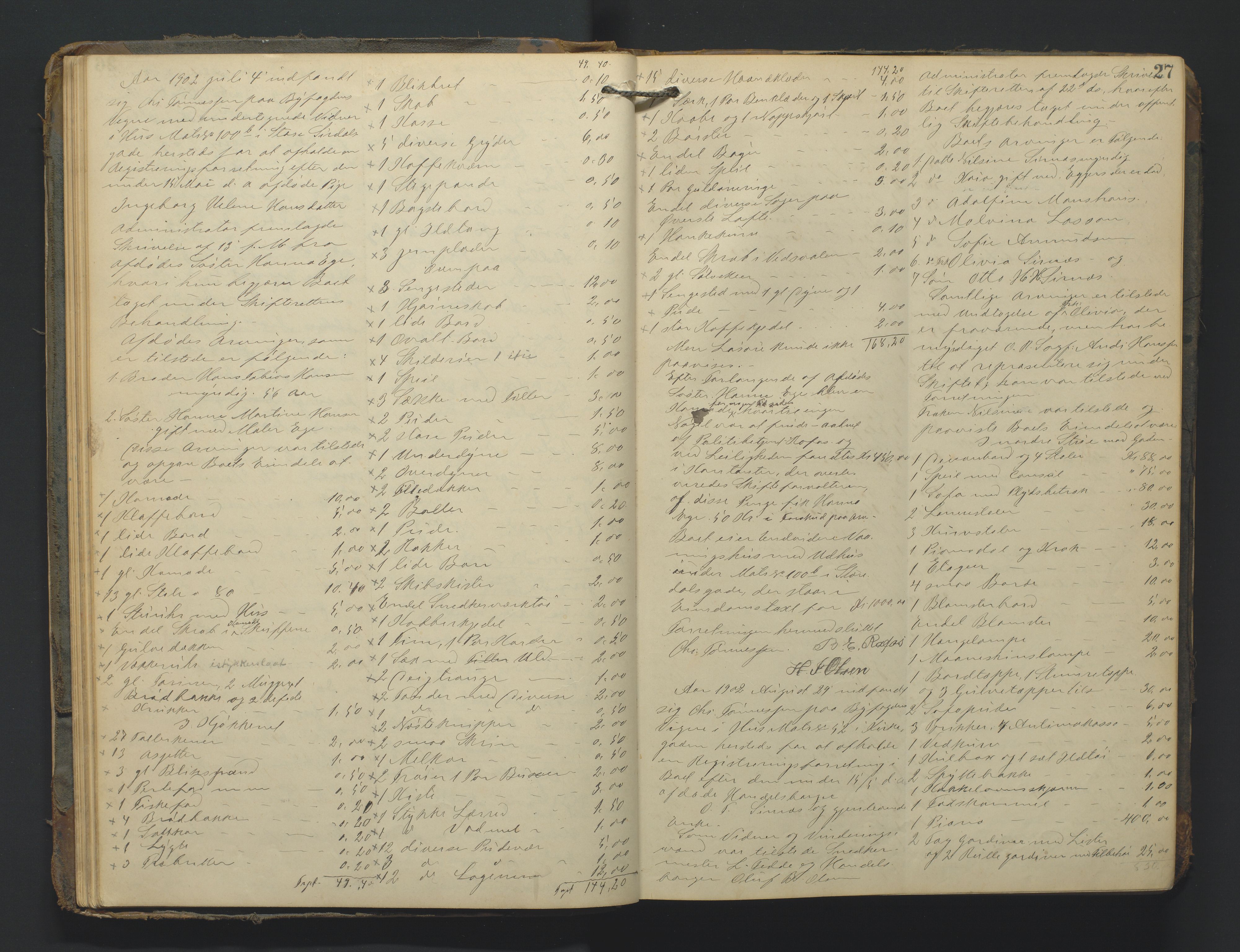 Flekkefjord byfogd, AV/SAK-1222-0002/H/Hc/L0004: Skifteprotokoll nr. 4, 1900-1913, p. 27
