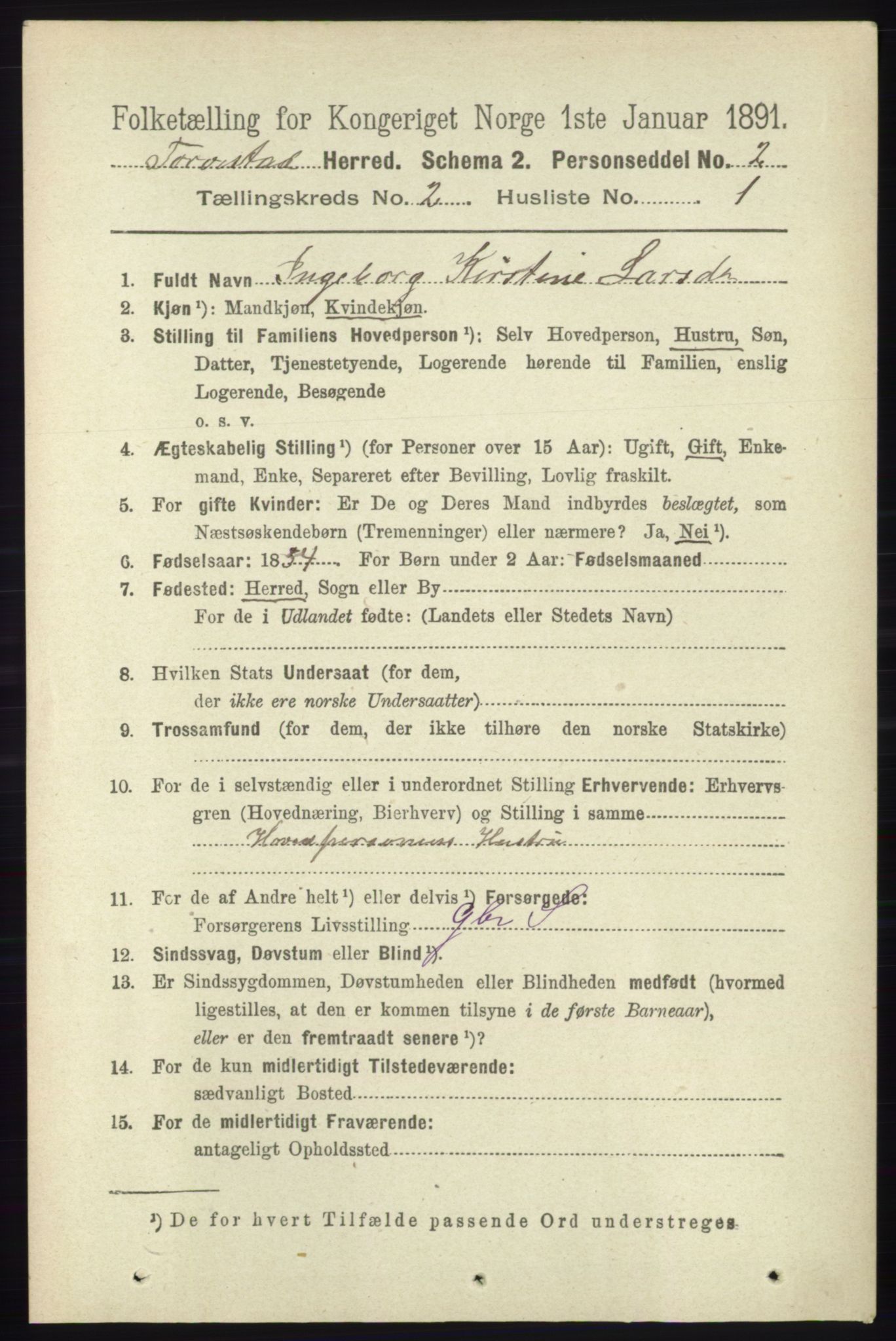 RA, 1891 census for 1152 Torvastad, 1891, p. 516