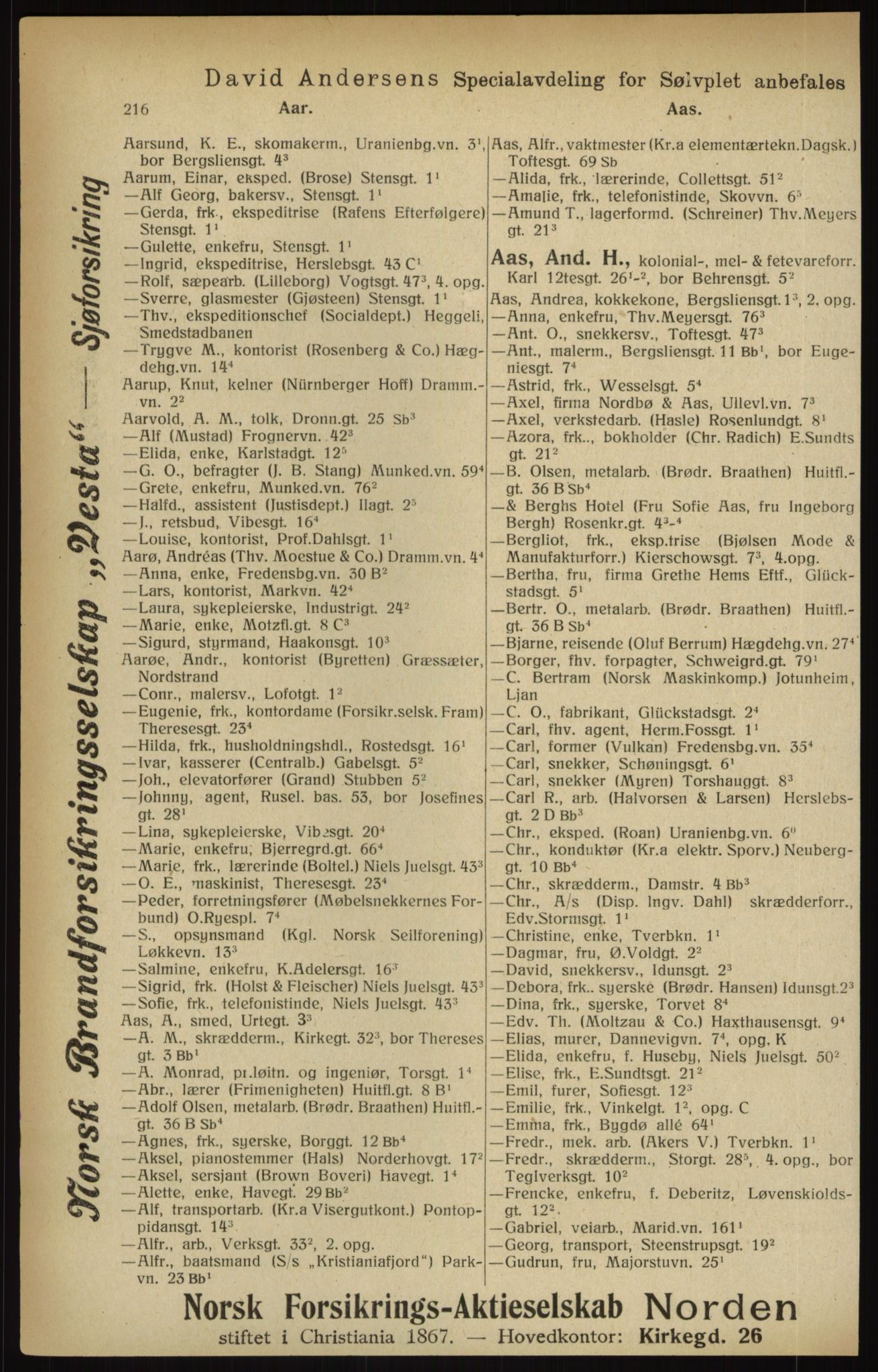 Kristiania/Oslo adressebok, PUBL/-, 1916, p. 216