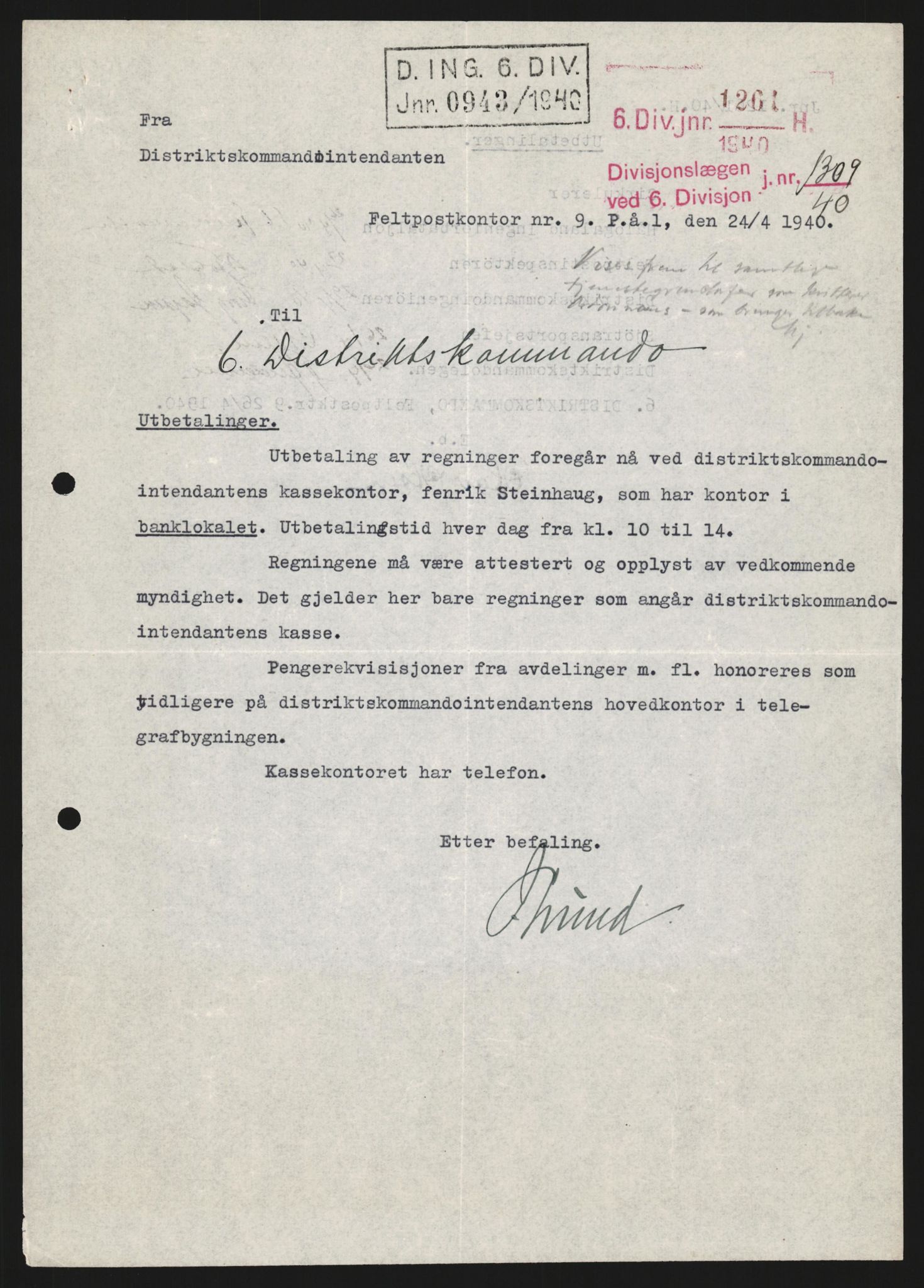 Forsvaret, Forsvarets krigshistoriske avdeling, AV/RA-RAFA-2017/Y/Yb/L0122: II-C-11-600  -  6. Divisjon med avdelinger, 1940, p. 297