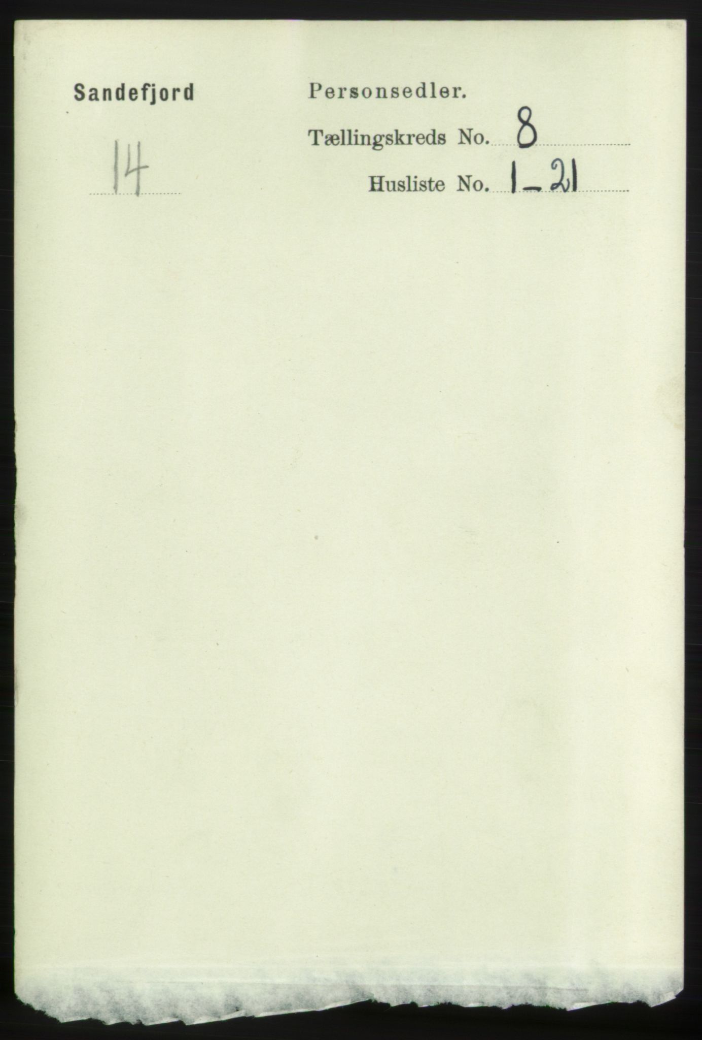 RA, 1891 census for 0706 Sandefjord, 1891, p. 3152