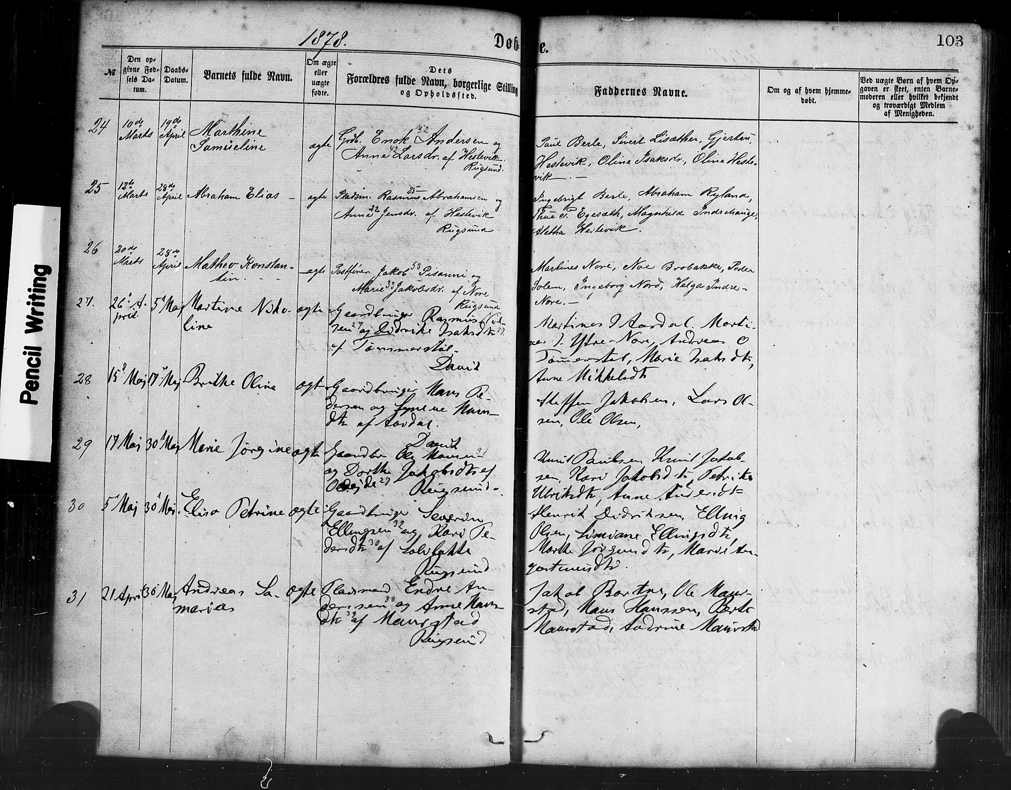 Davik sokneprestembete, AV/SAB-A-79701/H/Haa/Haaa/L0006: Parish register (official) no. A 6, 1867-1881, p. 103