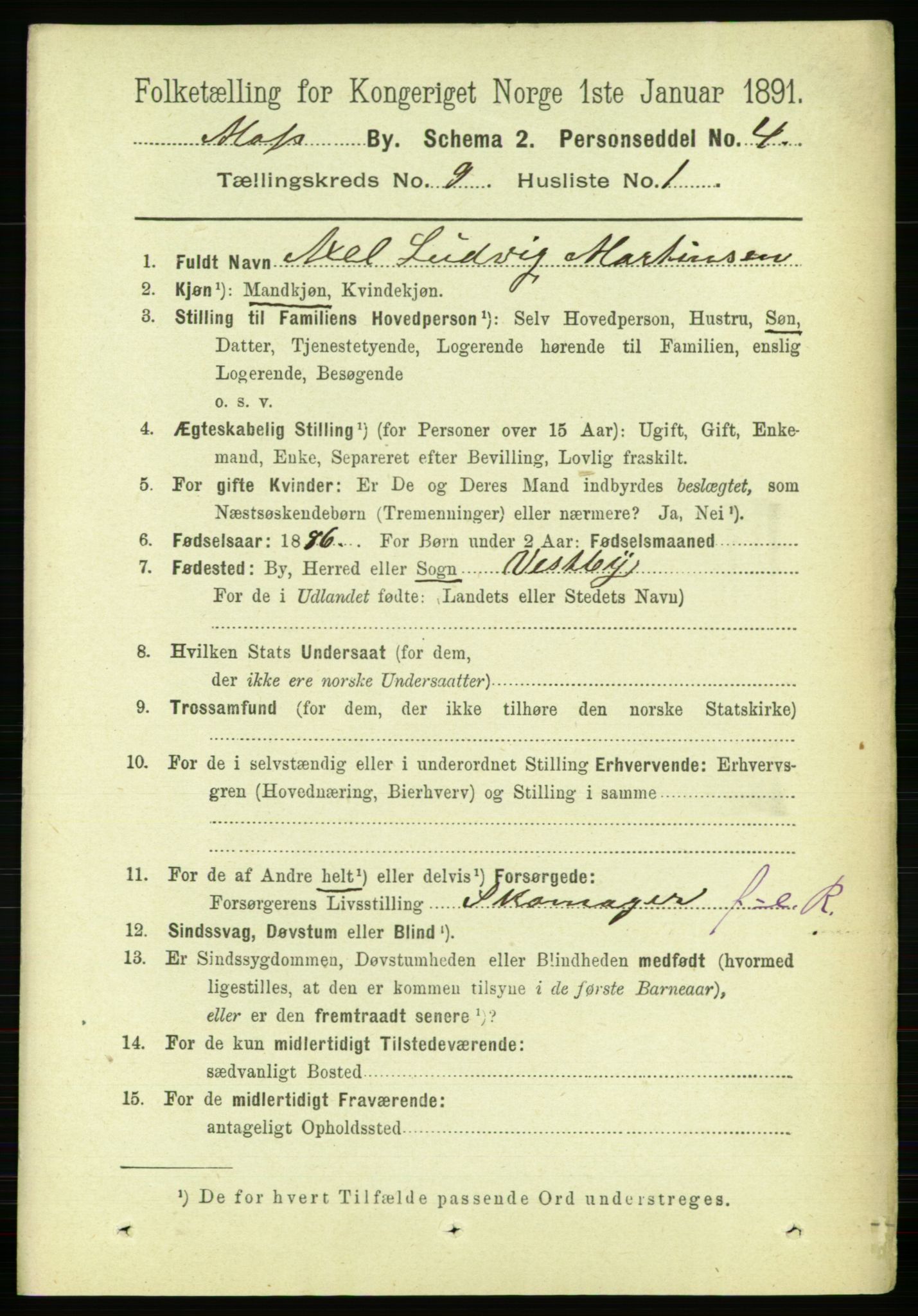 RA, 1891 census for 0104 Moss, 1891, p. 5115