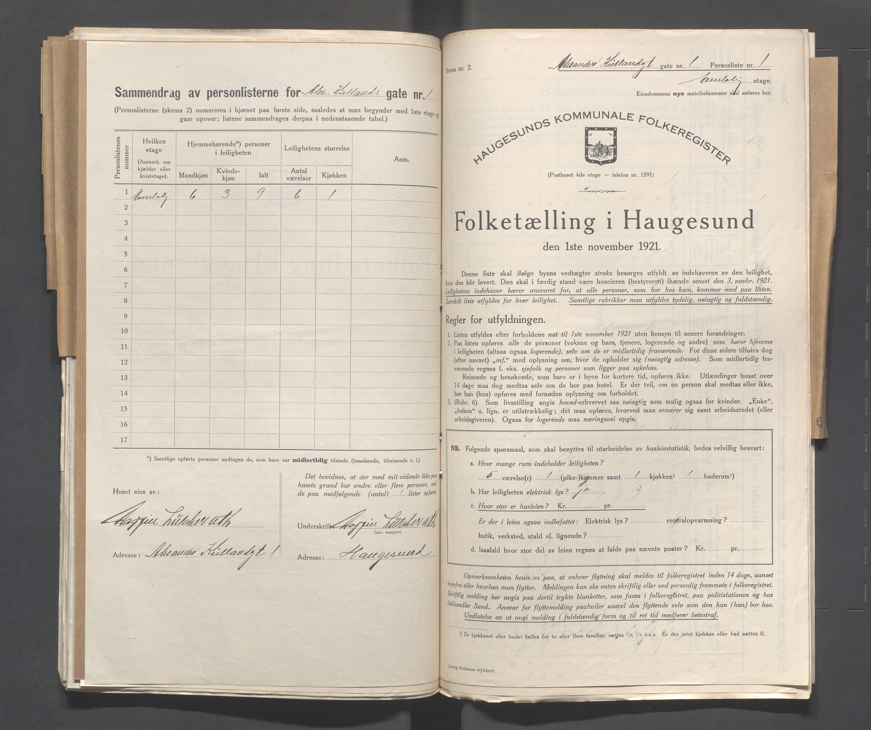 IKAR, Local census 1.11.1921 for Haugesund, 1921, p. 56