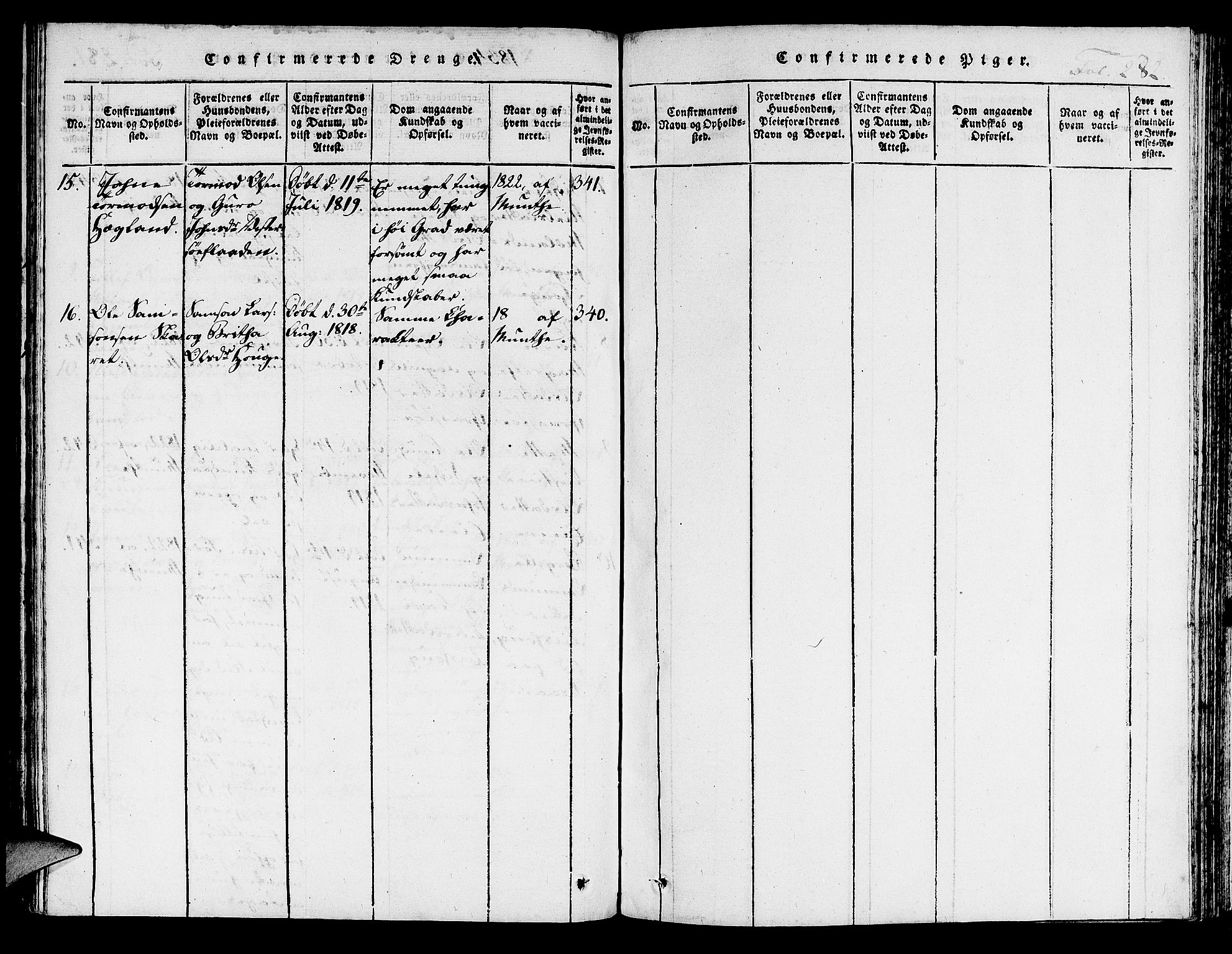 Hjelmeland sokneprestkontor, AV/SAST-A-101843/01/IV/L0003: Parish register (official) no. A 3, 1816-1834, p. 282