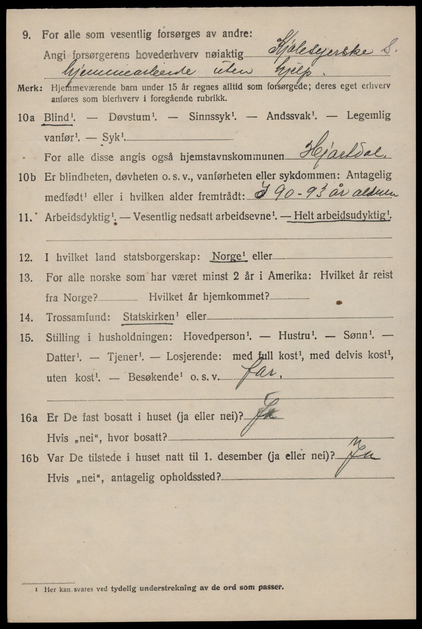 SAKO, 1920 census for Hjartdal, 1920, p. 3255